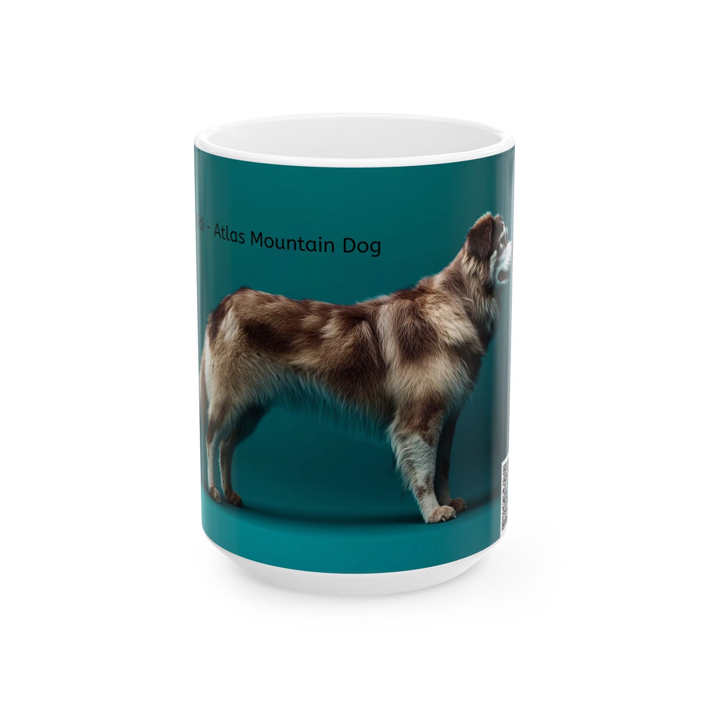 Aidi Atlas Mountain Dog Ceramic Mug — Teal Colored Dog Portrait Coffee Cup (11oz, 15oz)