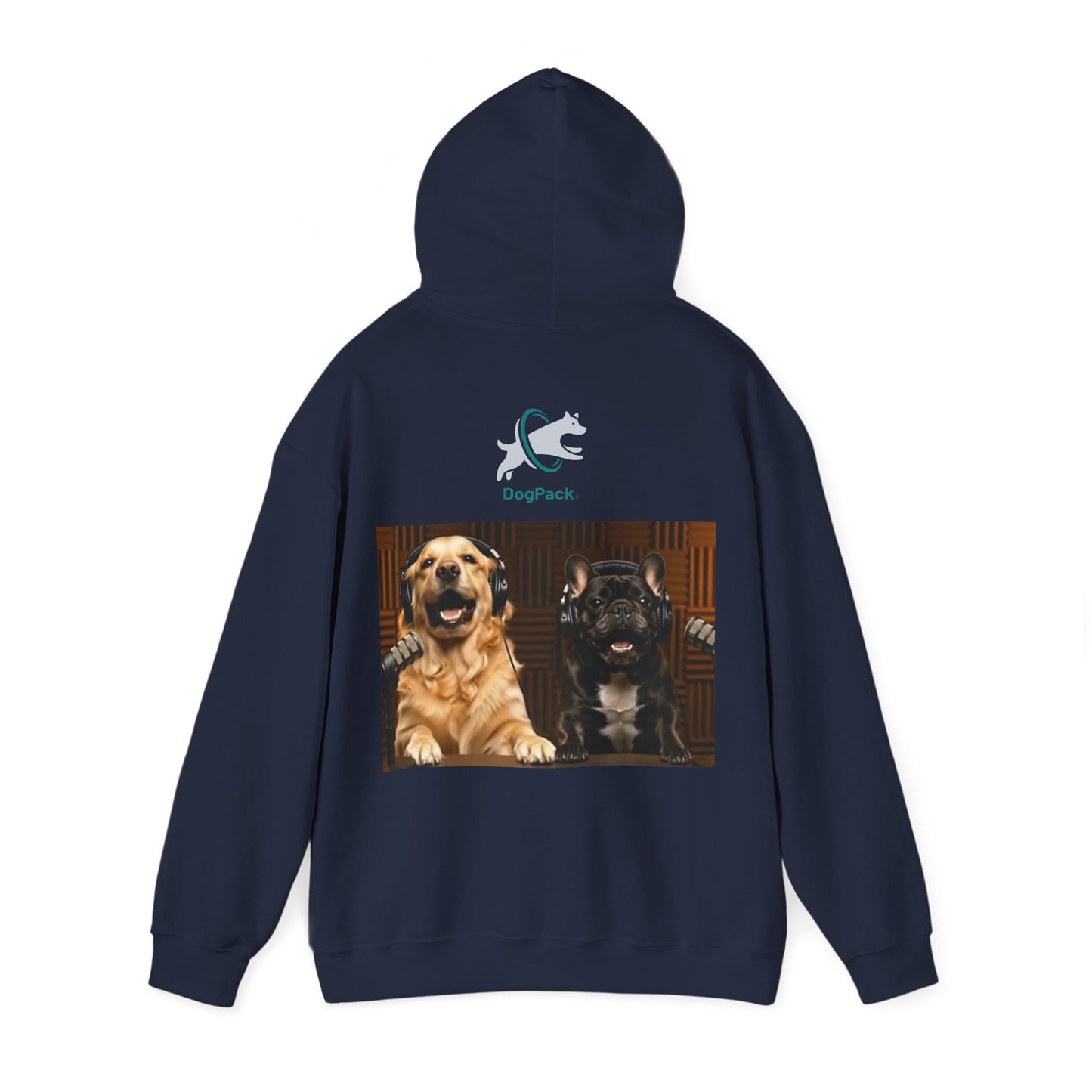 Goldie & Frenchie Dog Podcast with Coffee Mugs Hoodie — Front & Back Print - Ships from United Kingdom