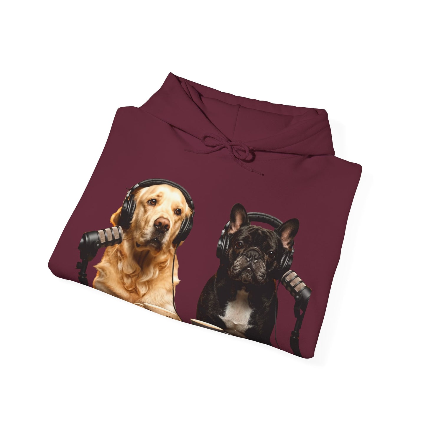 Goldie & Frenchie Dog Podcast with Coffee Mugs Hoodie — Front & Back Print - Ships from United Kingdom