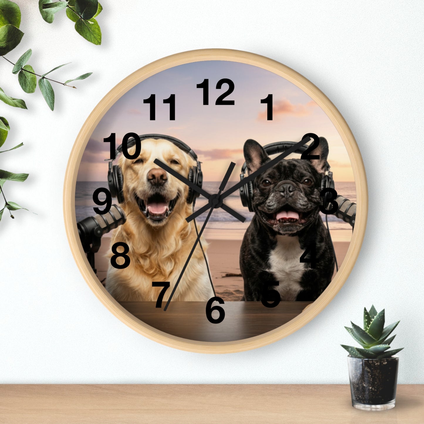 Goldie & Frenchie 'Beach Dogs' Wall Clock