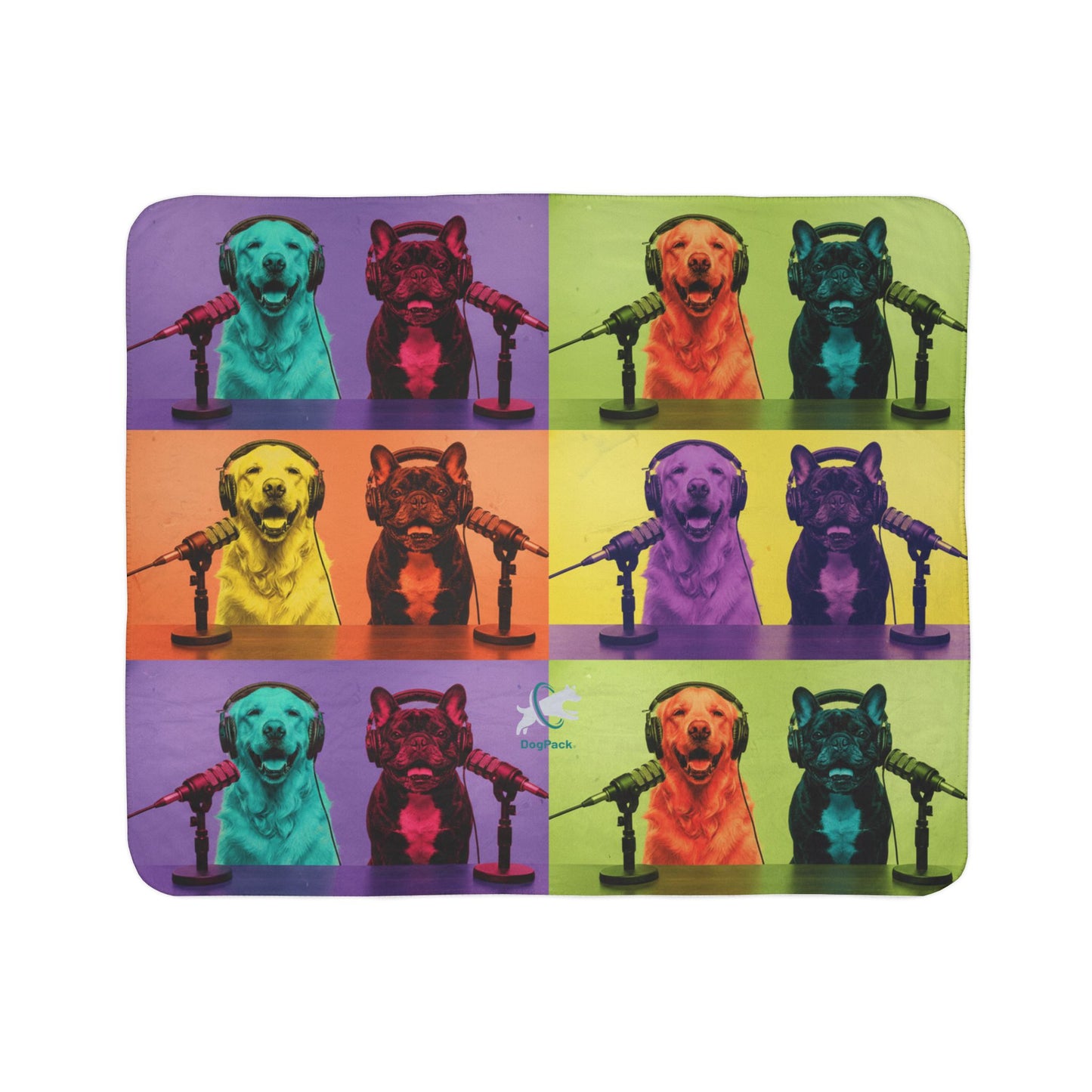 Goldie & Frenchie Sherpa Fleece Blanket — Warhol Inspired Pop Art