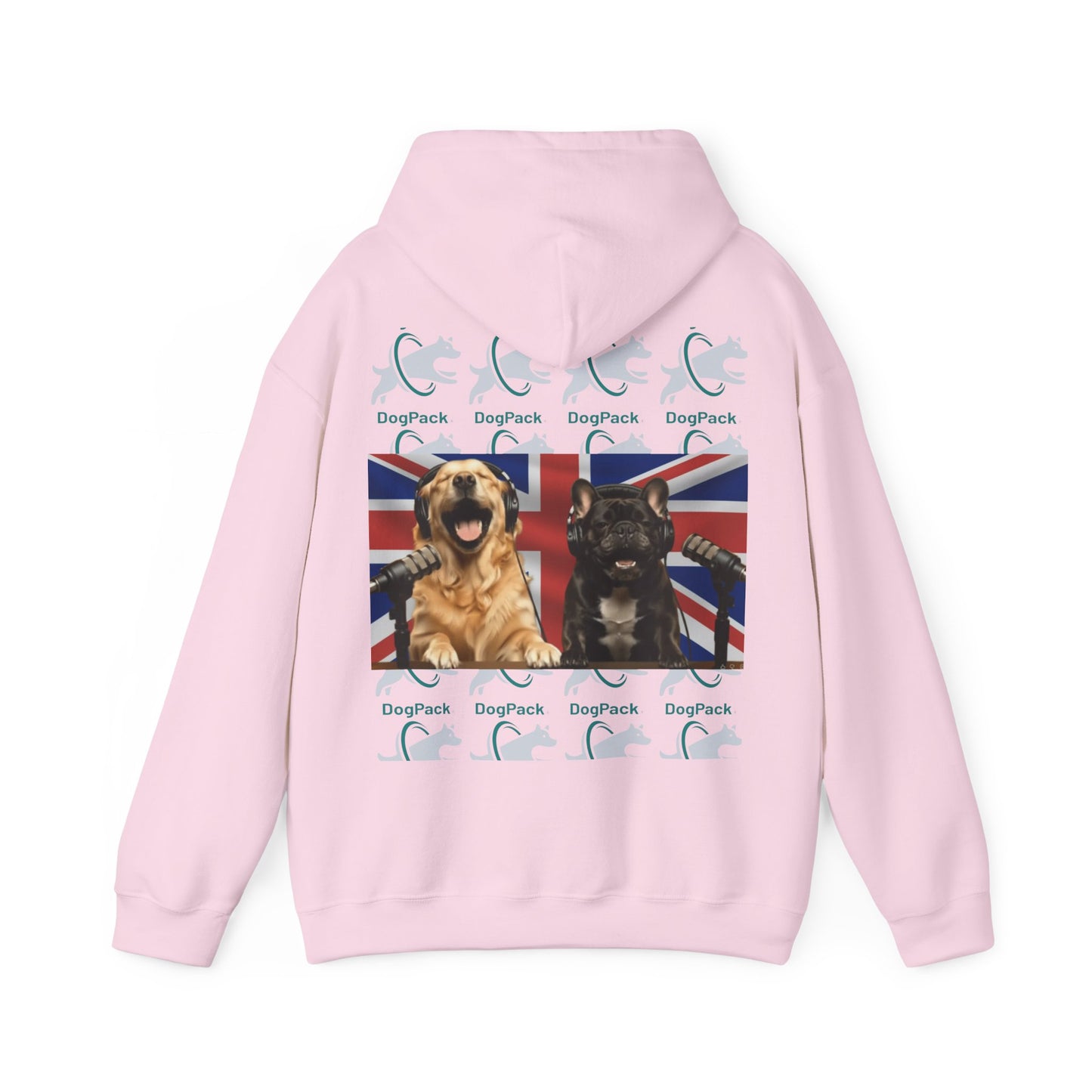 Goldie & Frenchie Repeating Pattern with UK Flag Hoodie — Front & Back Print - Ships from United Kingdom