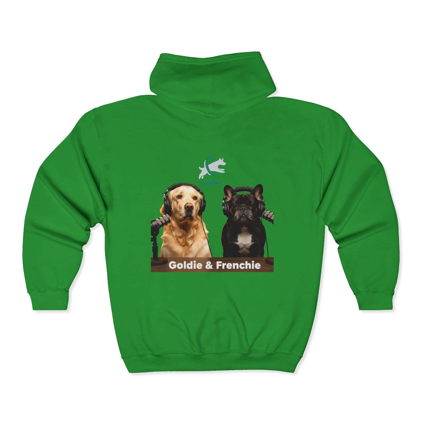 Goldie & Frenchie Podcast Full-Zip Hoodie - Front and Back - Ships from Australia + New Zealand