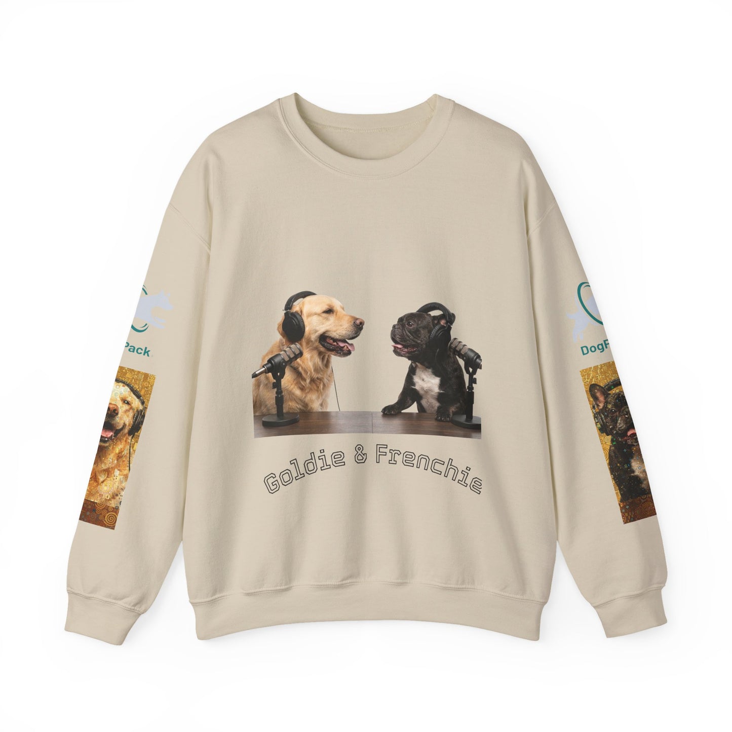 Goldie & Frenchie Chatting Crewneck with Klimt style G&F sleeves