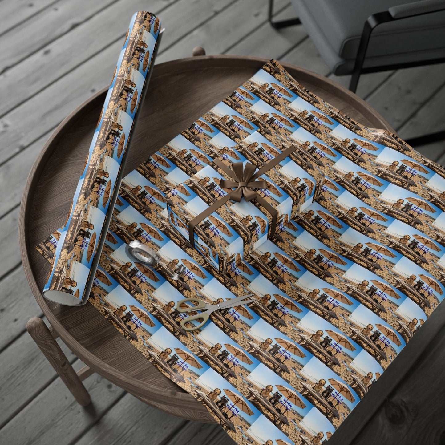 Goldie & Frenchie 'On The Beach with Your Dog' Custom Wrapping Paper Roll — Podcast Inspired Gift Wrap