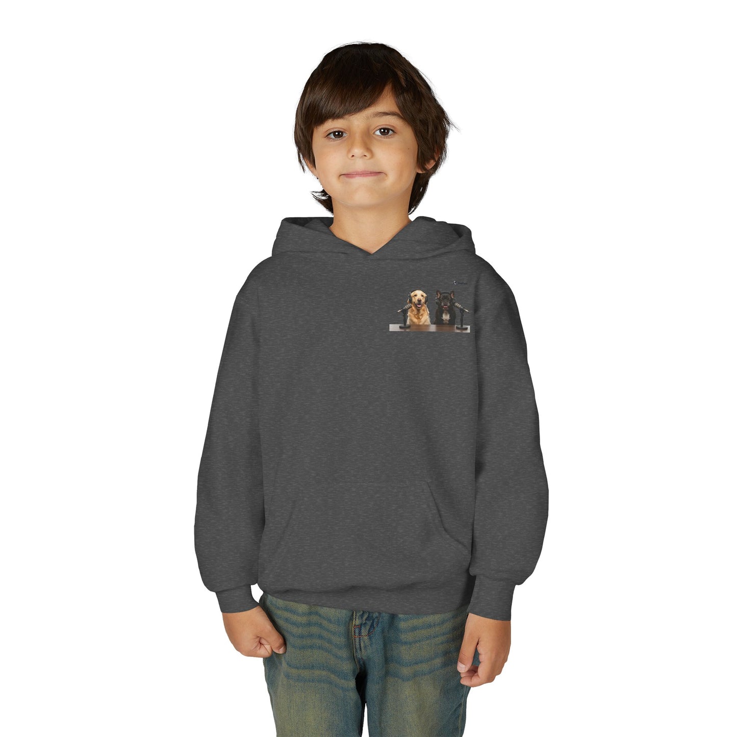 Youth Hoodie — Goldie & Frenchie Chest Graphic