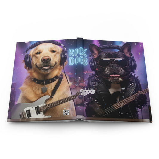 Goldie & Frenchie - Rock Dogs Hard Cover Notebook - Matte, Perforated and Lined pages, (75 papers 150 pages)