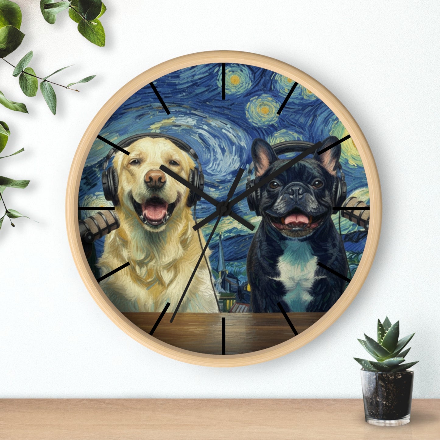 Goldie & Frenchie 'Starry Night' Wall Clock - Van Gogh Inspired