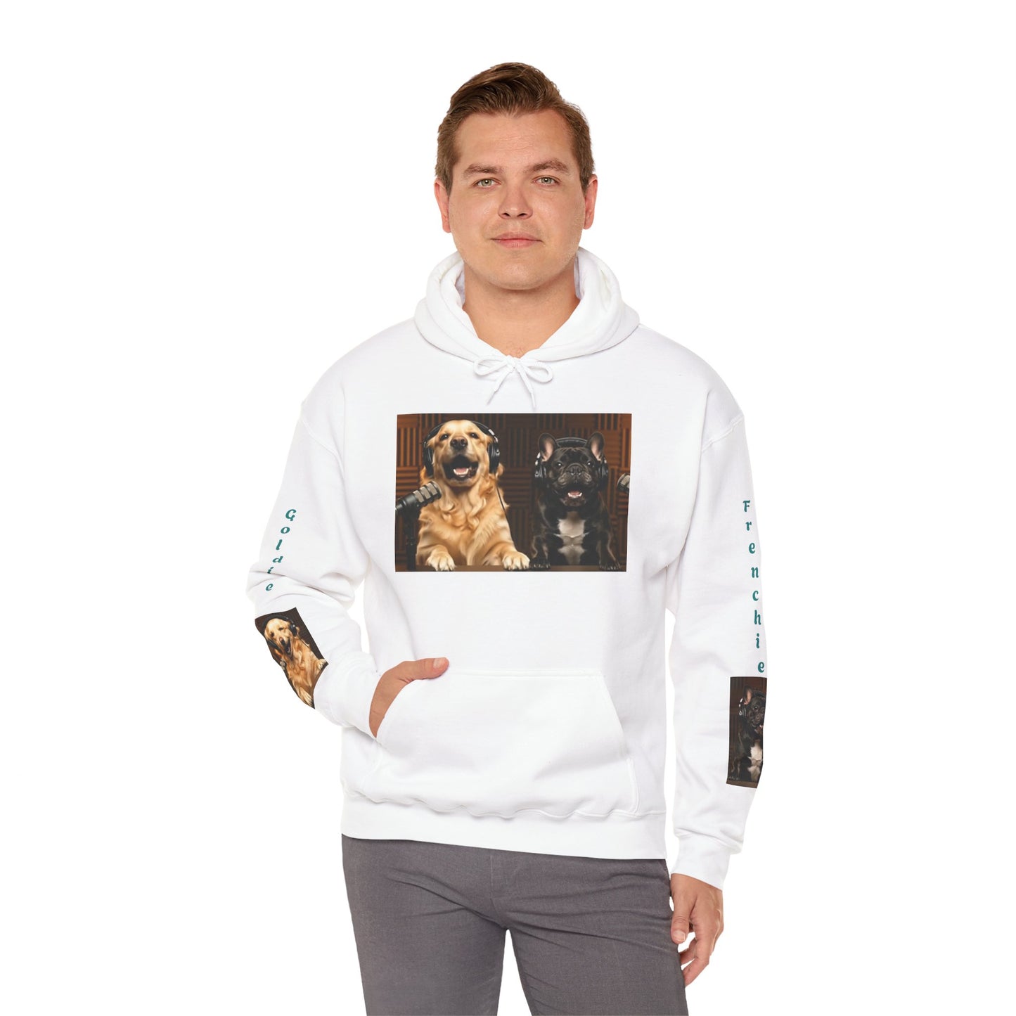 Goldie & Frenchie Hoodie — "Love G&F" Back and Front