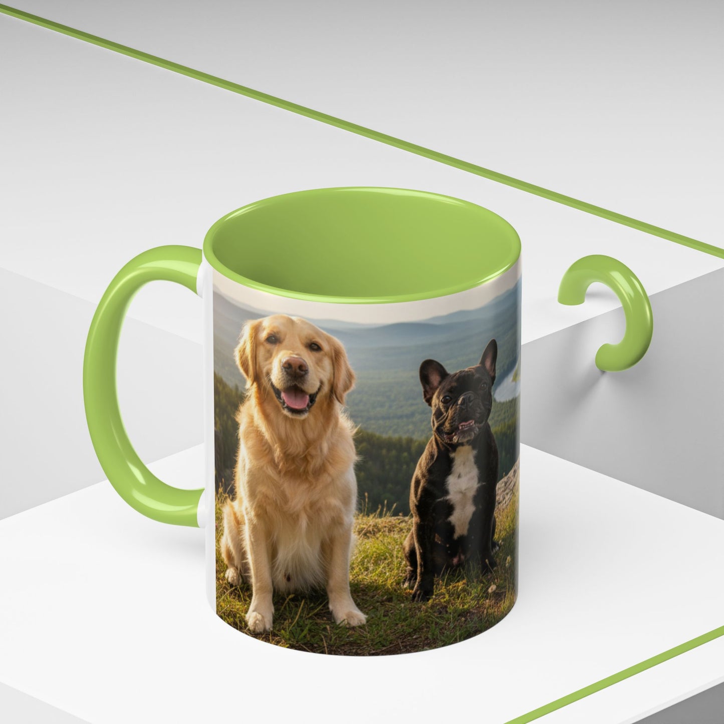 Goldie & Frenchie Take the Day Off Accent Coffee Mug – Out on a Hike (11/15oz)