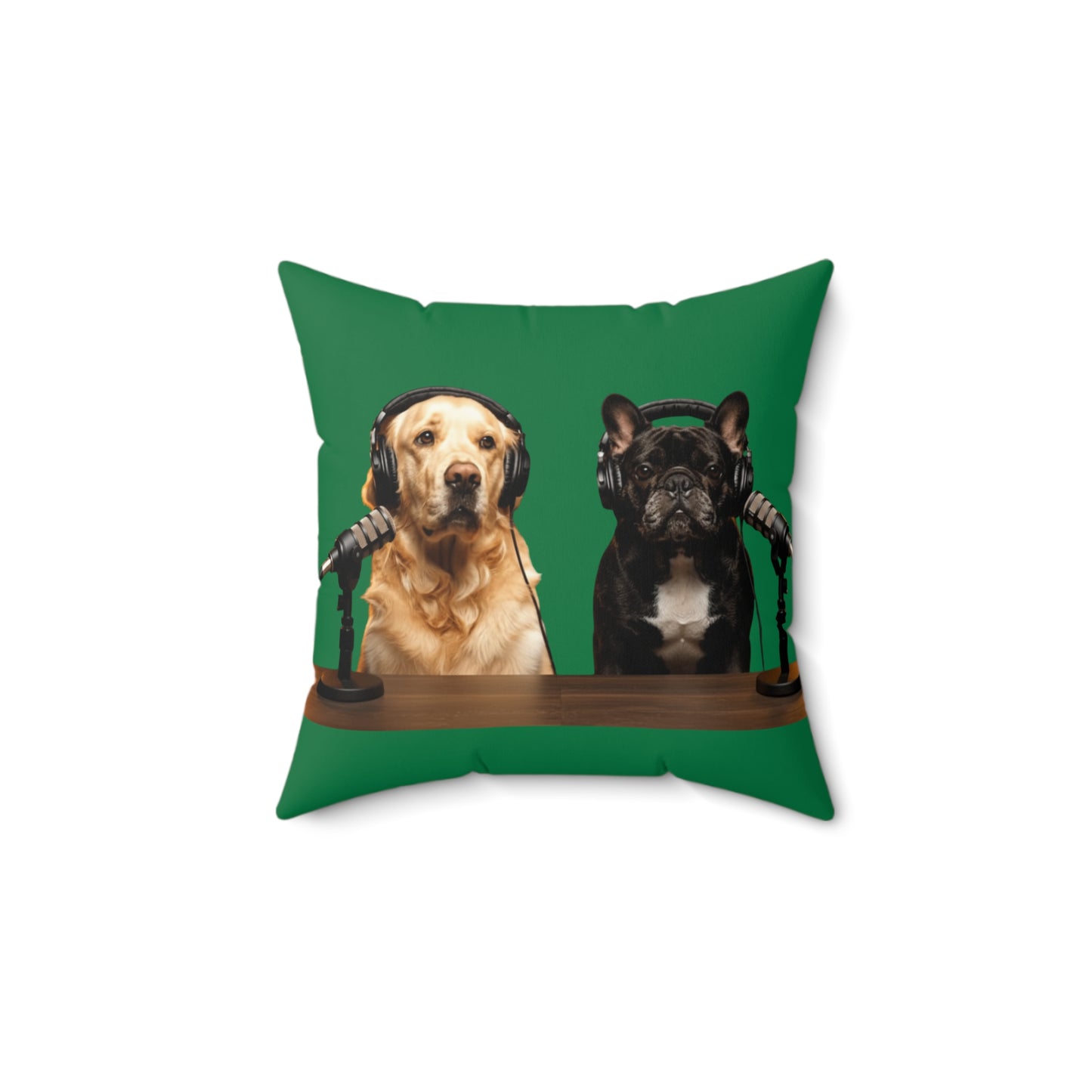 Goldie & Frenchie DogPack Podcast Pillow in Green