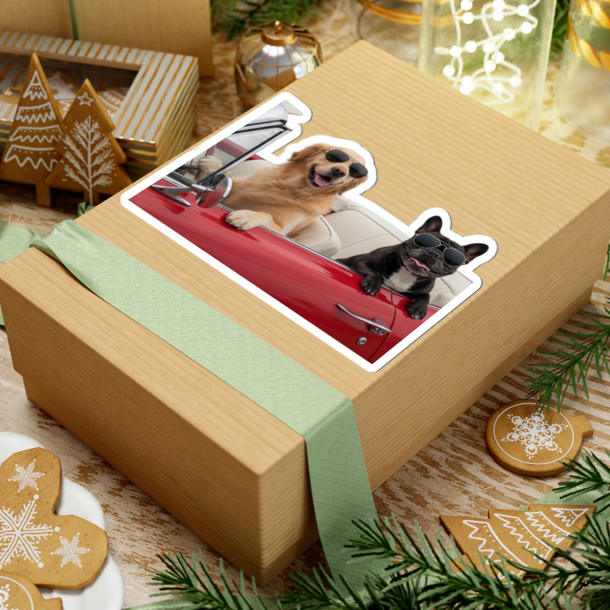 Goldie & Frenchie Top Down - Kiss-Cut Sticker