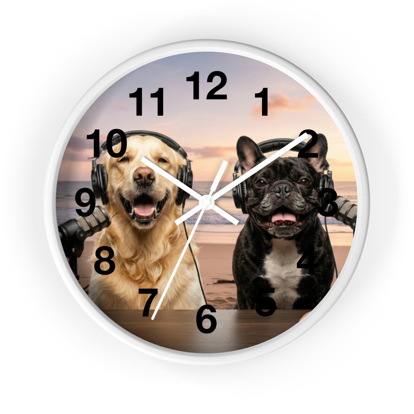Goldie & Frenchie 'Beach Dogs' Wall Clock