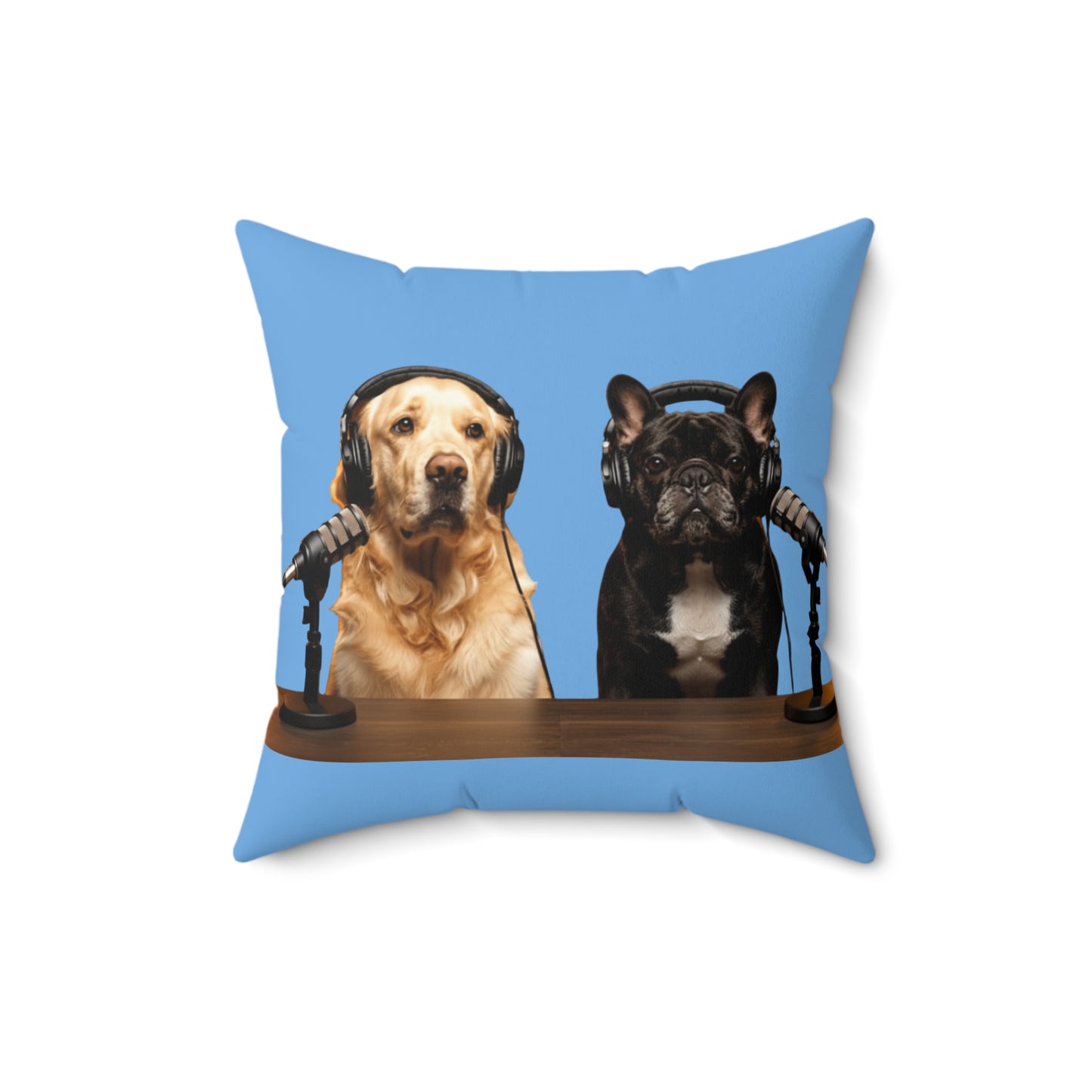 Goldie & Frenchie DogPack Podcast Pillow in Light Blue