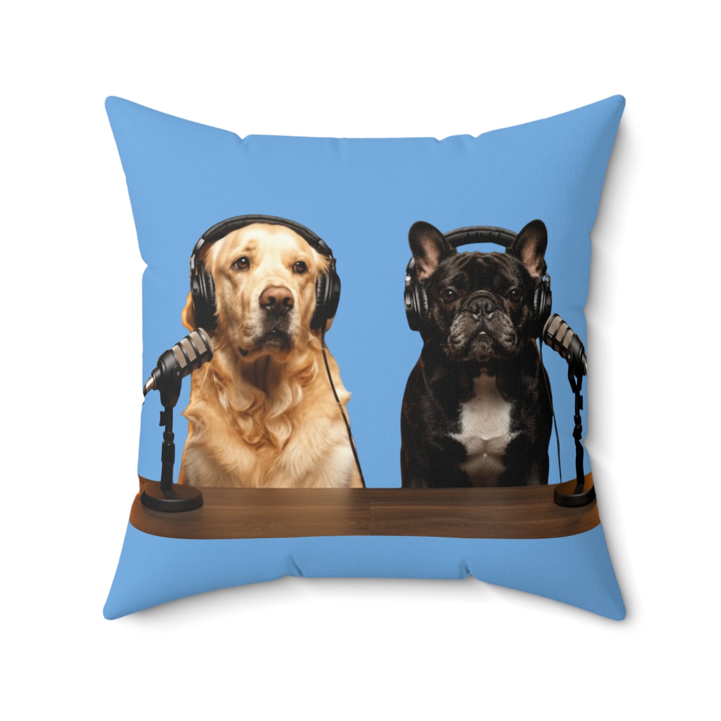 Goldie & Frenchie DogPack Podcast Pillow in Light Blue