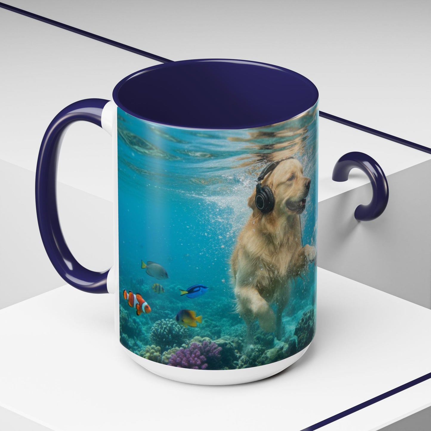 Goldie & Frenchie 'Let's go Deep' Accent Coffee Mug – Choose your Color Interior (11/15oz)