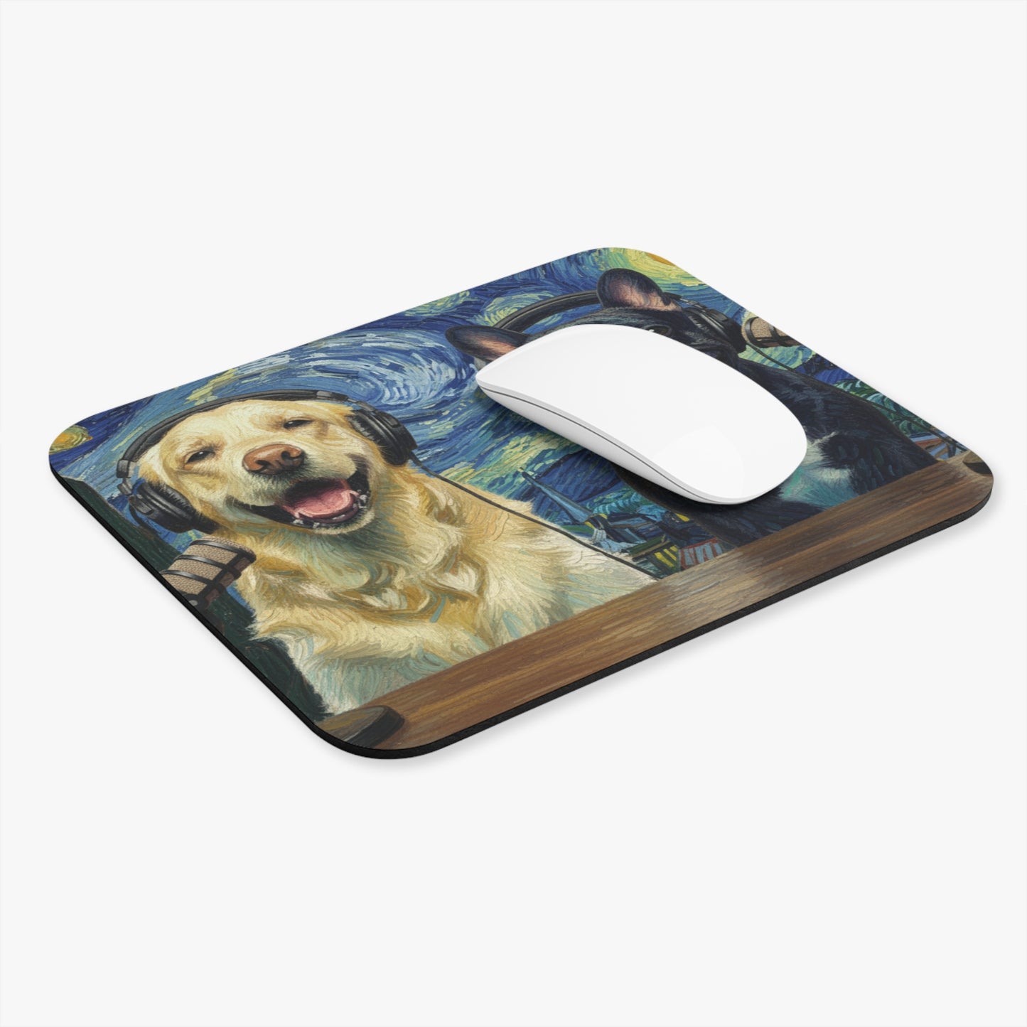Goldie & Frenchie Starry Night Mouse Pad – Van Gogh Inspired Mousepad