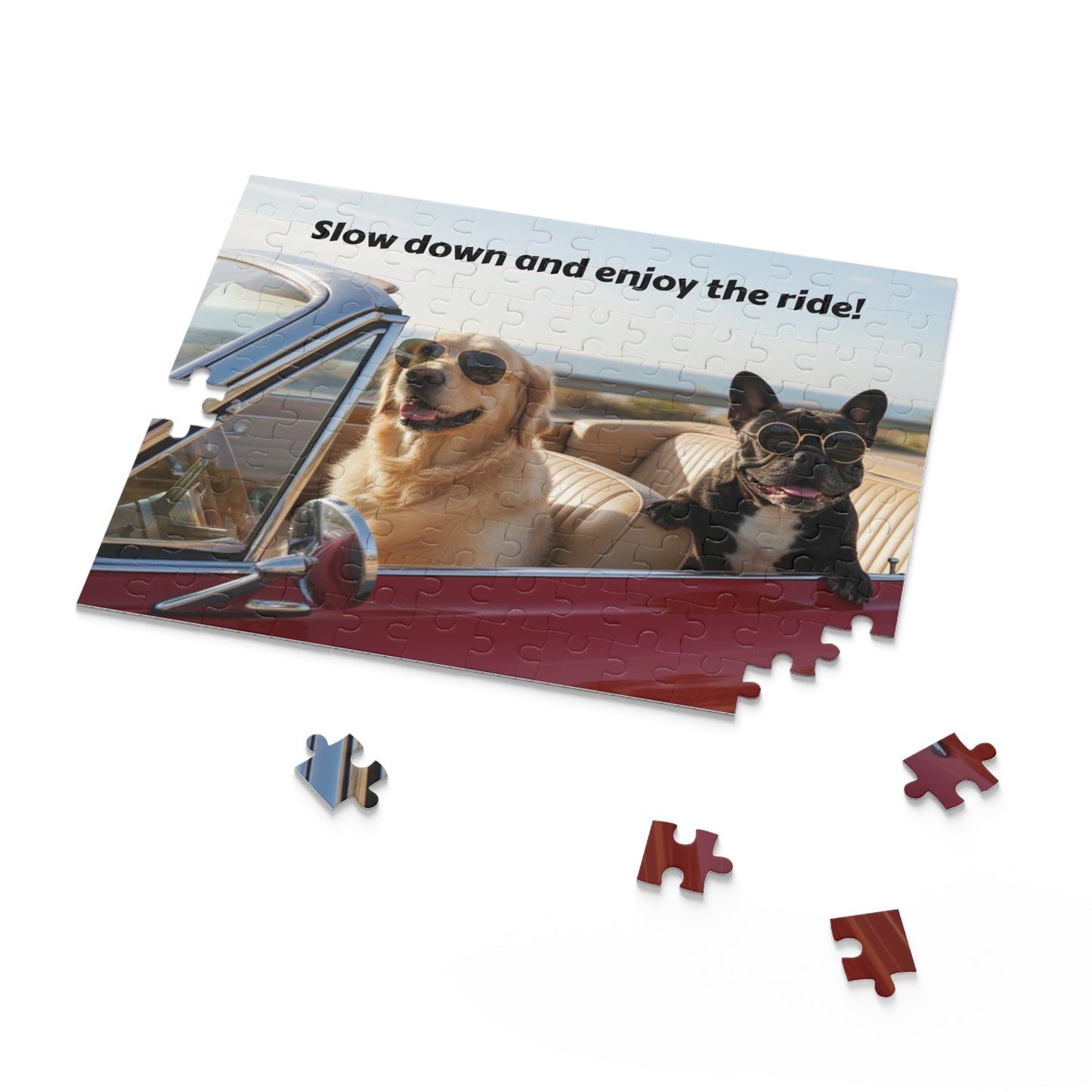 Goldie & Frenchie 'Slow Down and Enjoy the Ride' Puzzle - 120/252/500 - Piece Jigsaw Puzzle