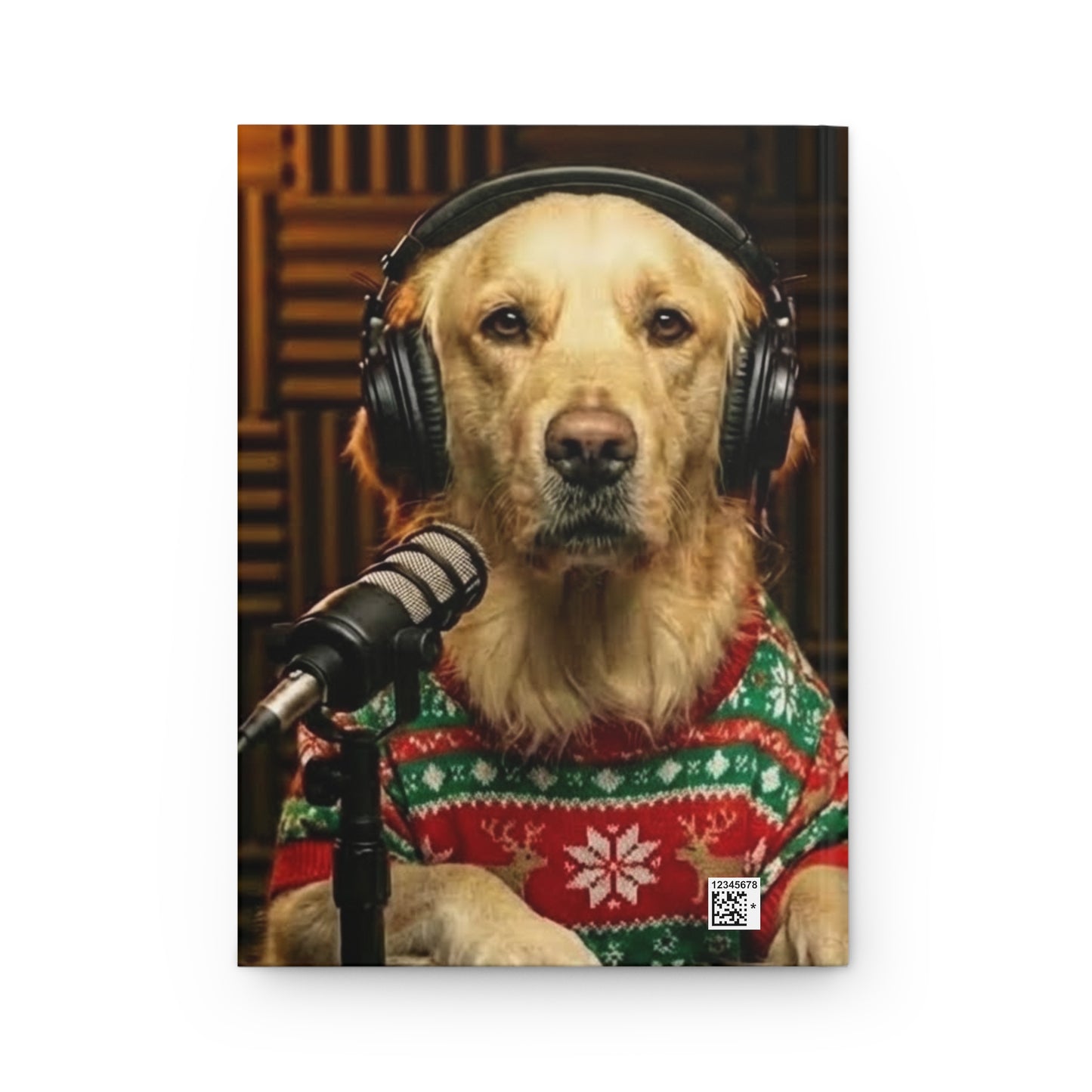 Goldie & Frenchie Christmas Hardcover Journal — Festive Santa Hat & Sweater Notebook