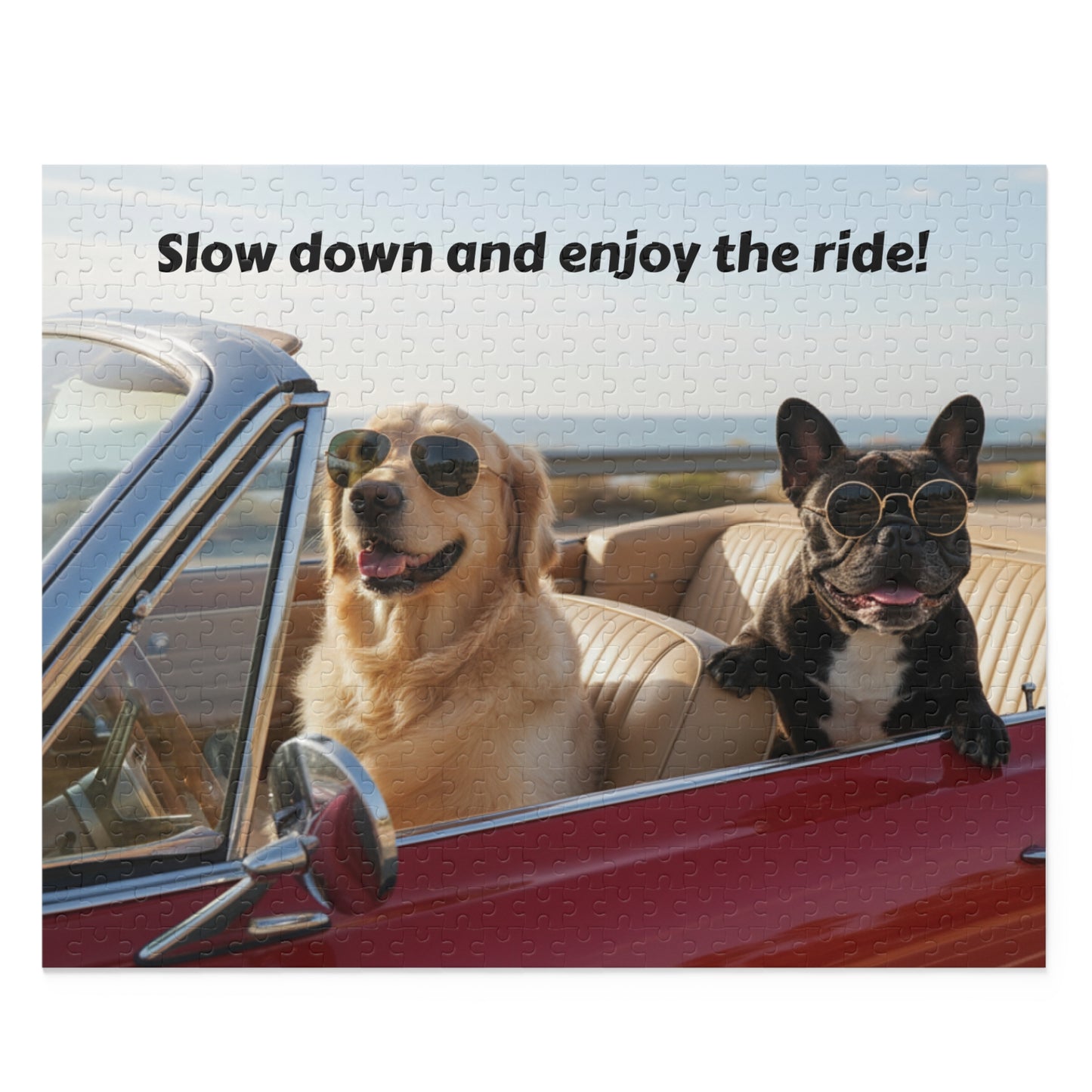 Goldie & Frenchie 'Slow Down and Enjoy the Ride' Puzzle - 120/252/500 - Piece Jigsaw Puzzle