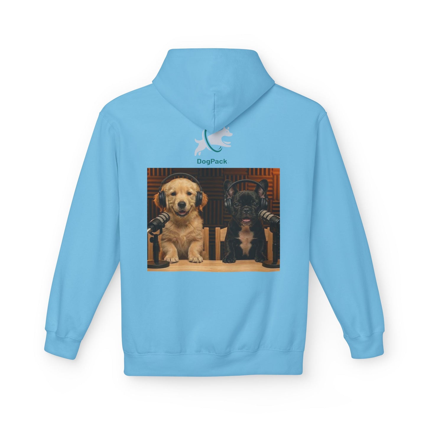 Puppies Goldie & Frenchie Front and Back Print - Soft Style Podcast Hoodie