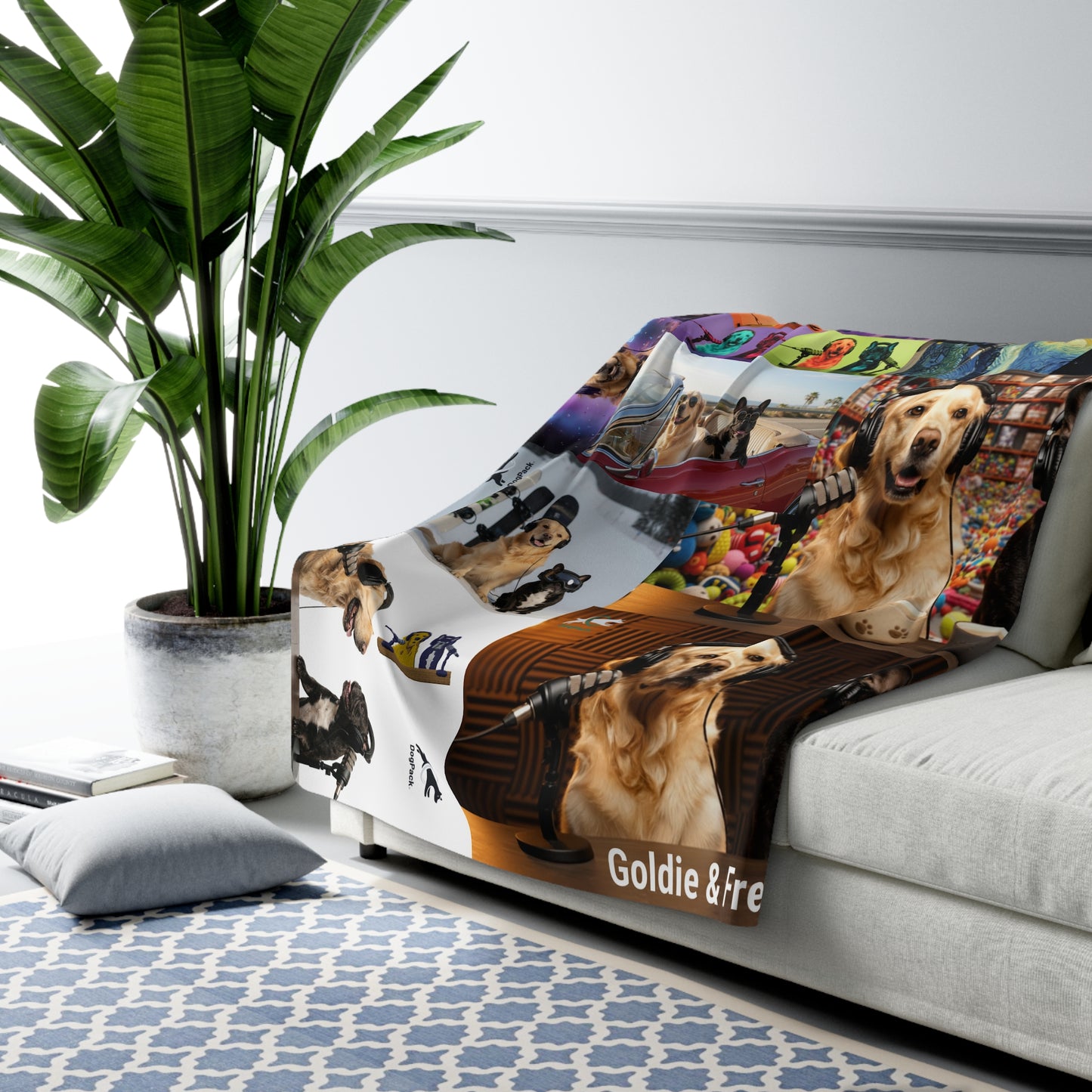 Goldie & Frenchie Sherpa Blanket — Special Edition Multithemed collage
