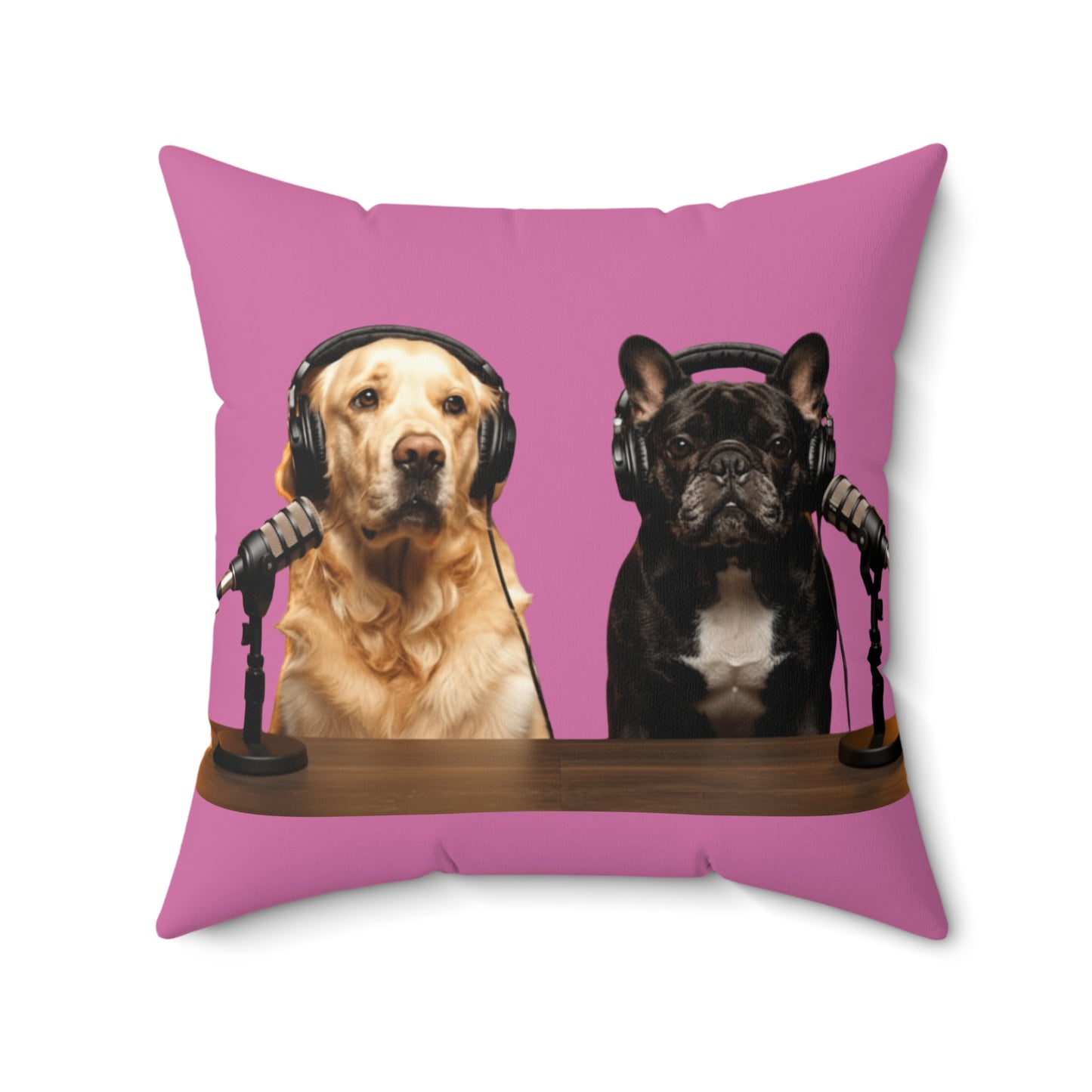 Goldie & Frenchie DogPack Podcast Pillow in Light Pink
