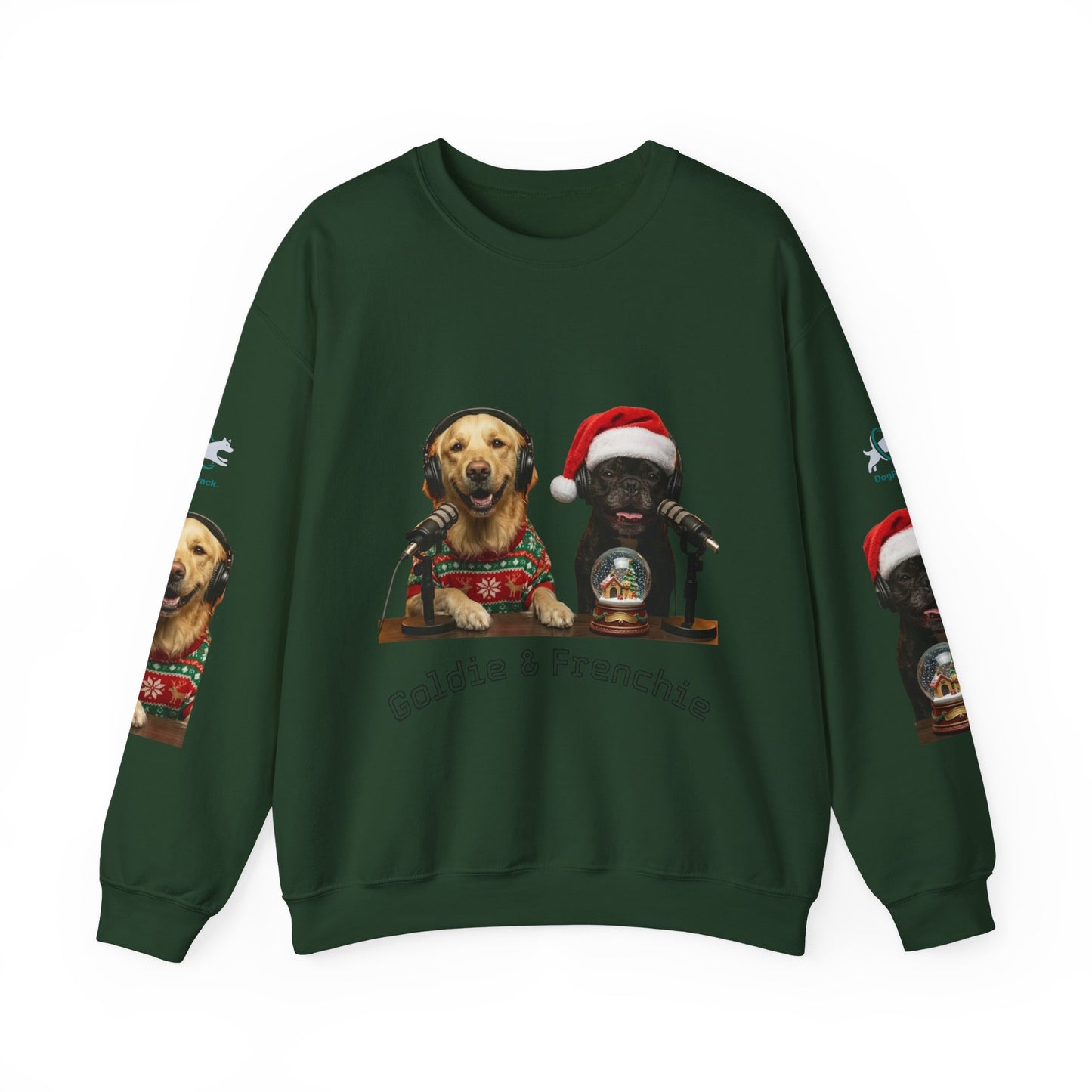 Goldie & Frenchie Christmas Crewneck with G&F sleeves