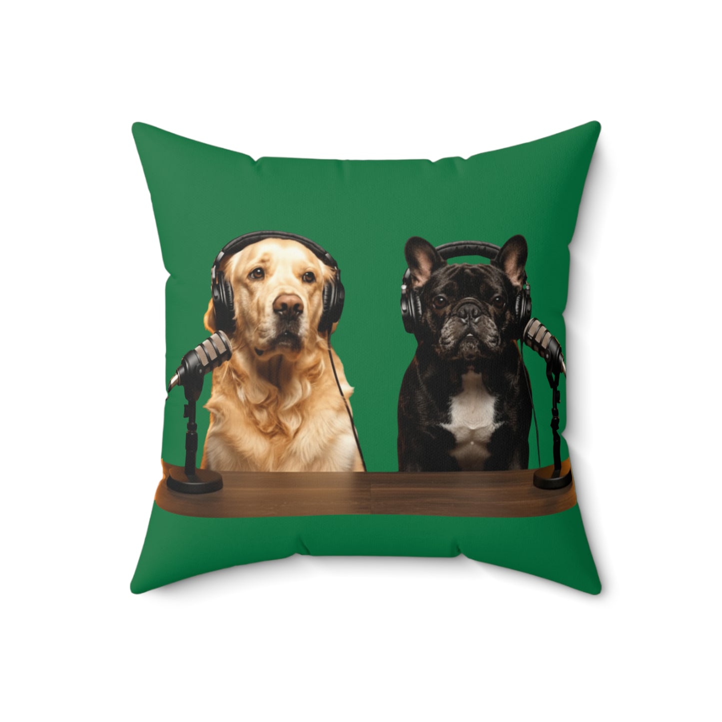 Goldie & Frenchie DogPack Podcast Pillow in Green