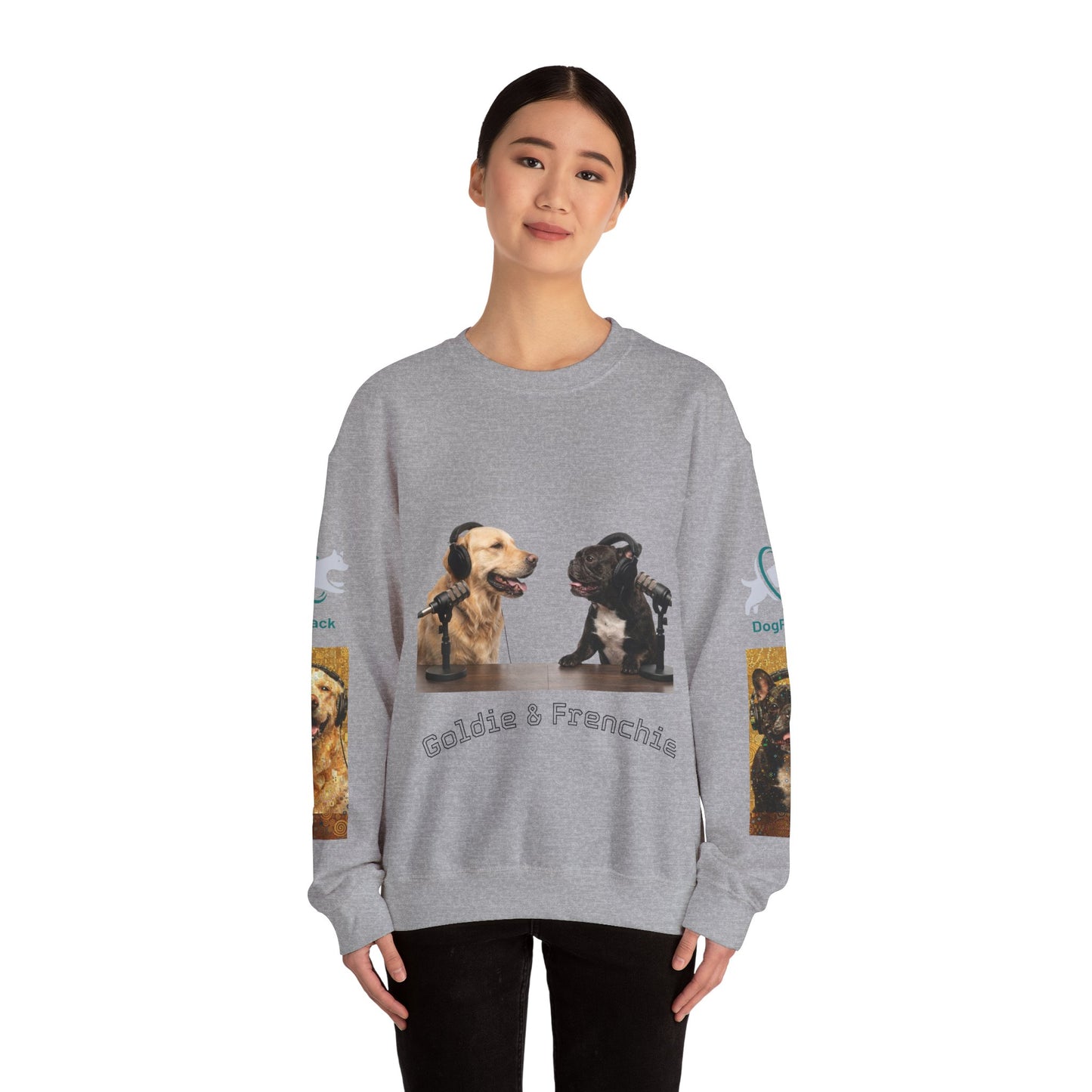 Goldie & Frenchie Chatting Crewneck with Klimt style G&F sleeves