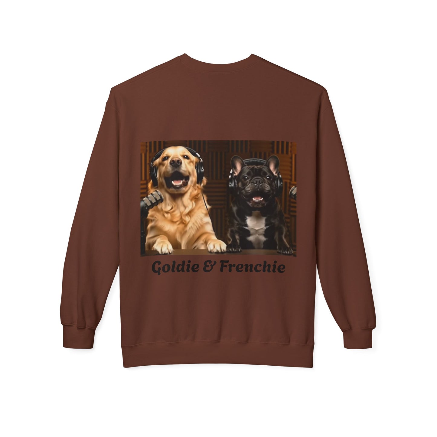 Goldie & Frenchie Laughing Behind Your Back Softstyle Crewneck with DogPack Logo