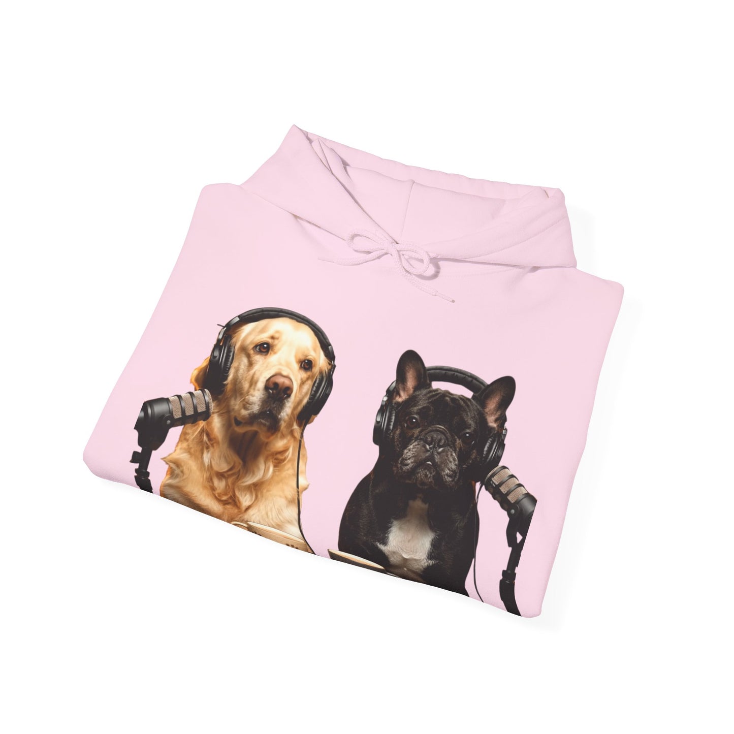 Goldie & Frenchie Dog Podcast with Coffee Mugs Hoodie — Front & Back Print - Ships from United Kingdom