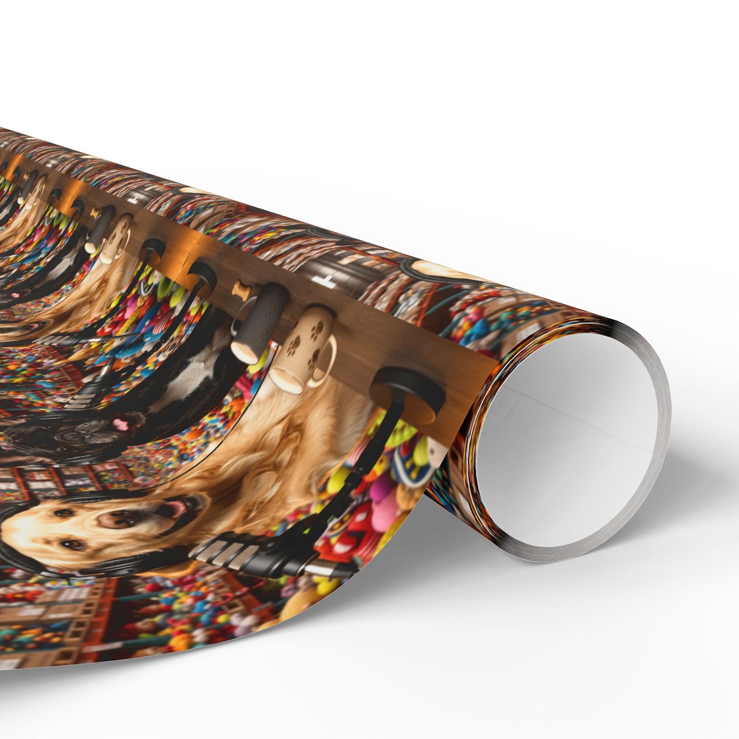 Goldie & Frenchie In the Marketplace Warehouse Wrapping Paper Roll — Colorful Dog Inspired Gift Wrap
