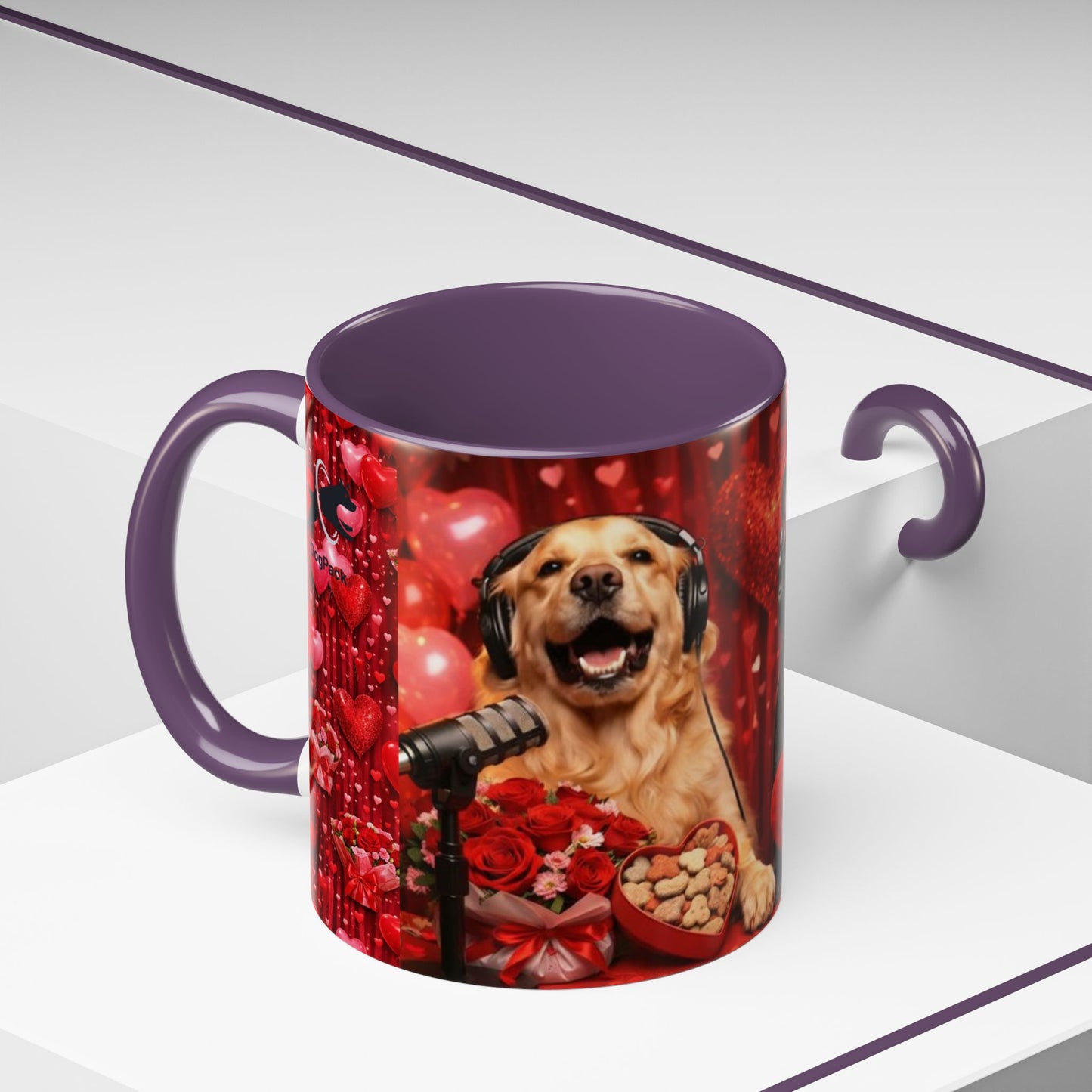 Goldie & Frenchie 'Valentines Day' Accent Coffee Mug – Choose your Color Interior (11/15oz)