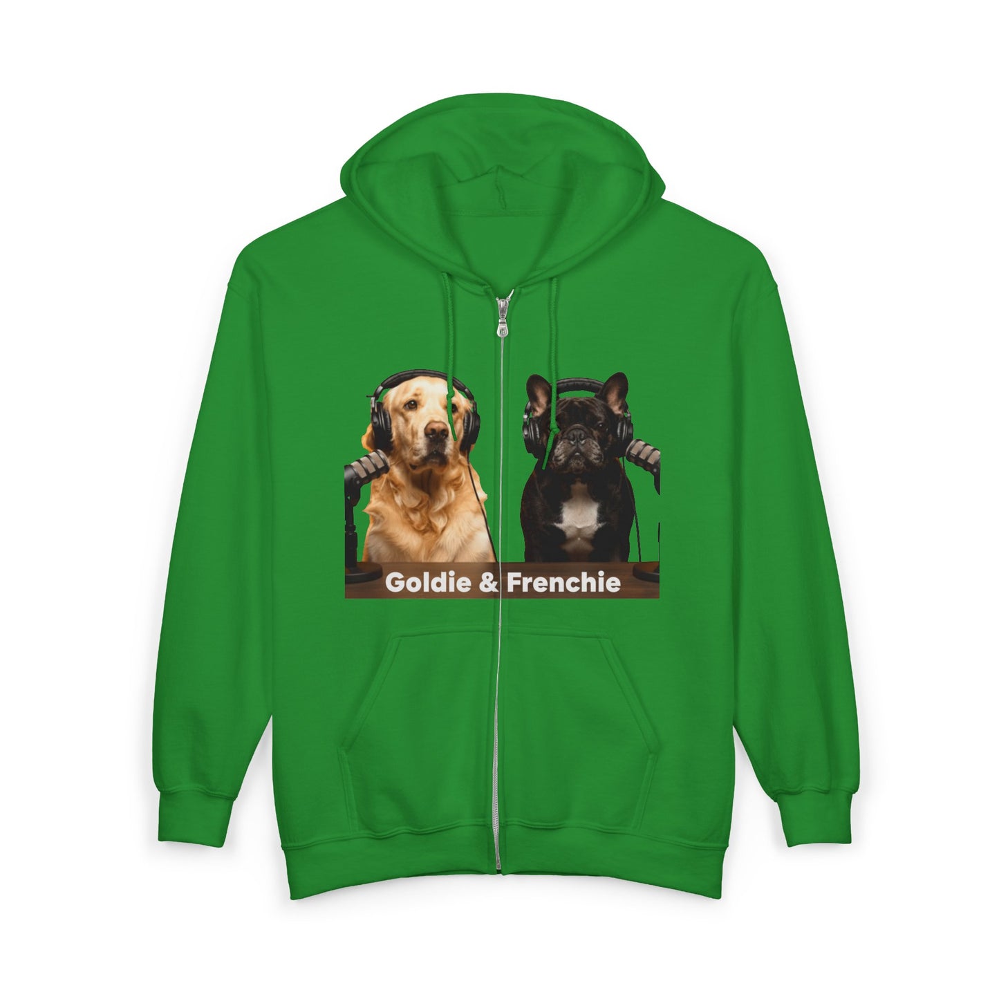 Goldie & Frenchie Podcast Full-Zip Hoodie - Front and Back - Ships from Australia + New Zealand
