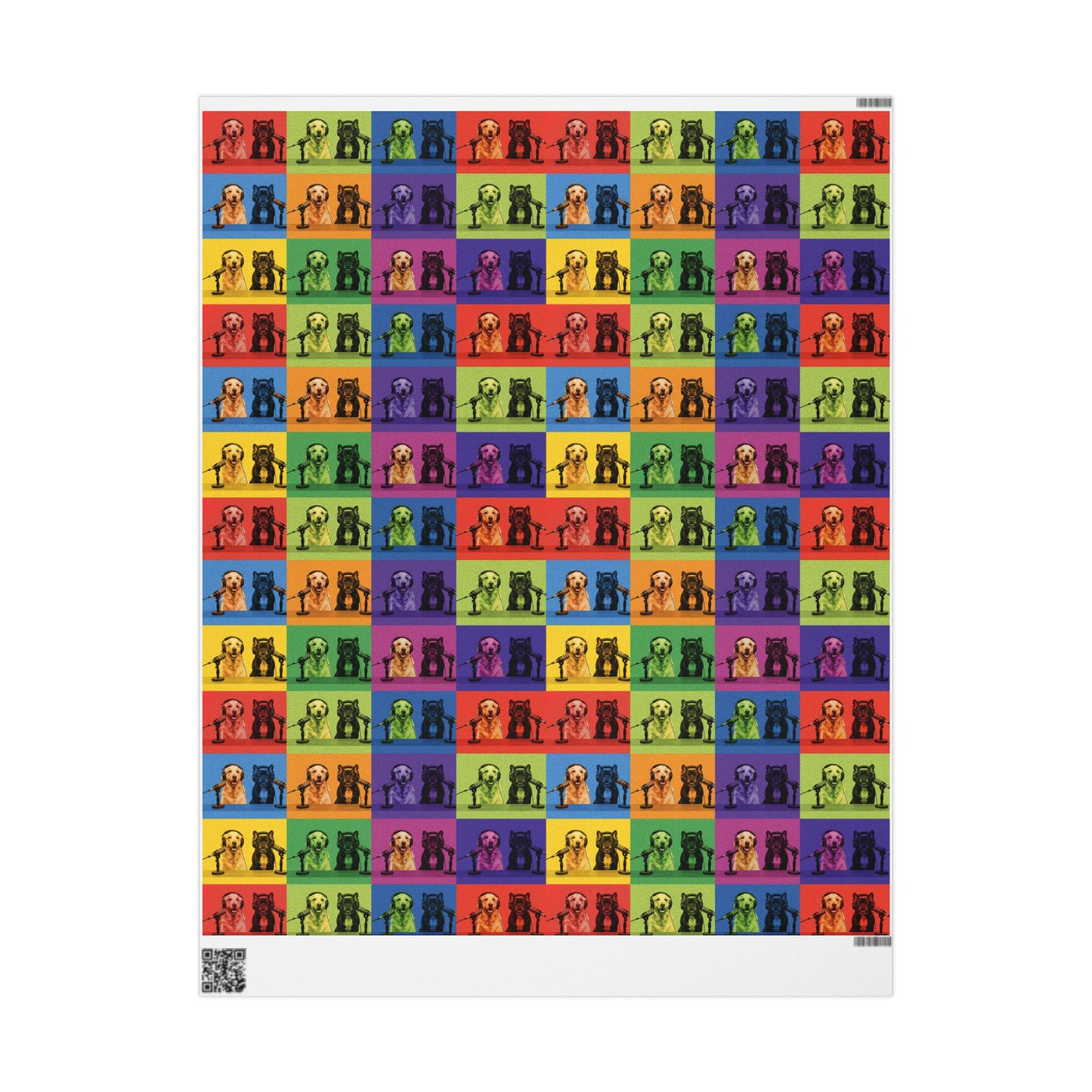 Goldie & Frenchie Pop Art Wrapping Paper Roll — Colorful Warhol Inspired Gift Wrap