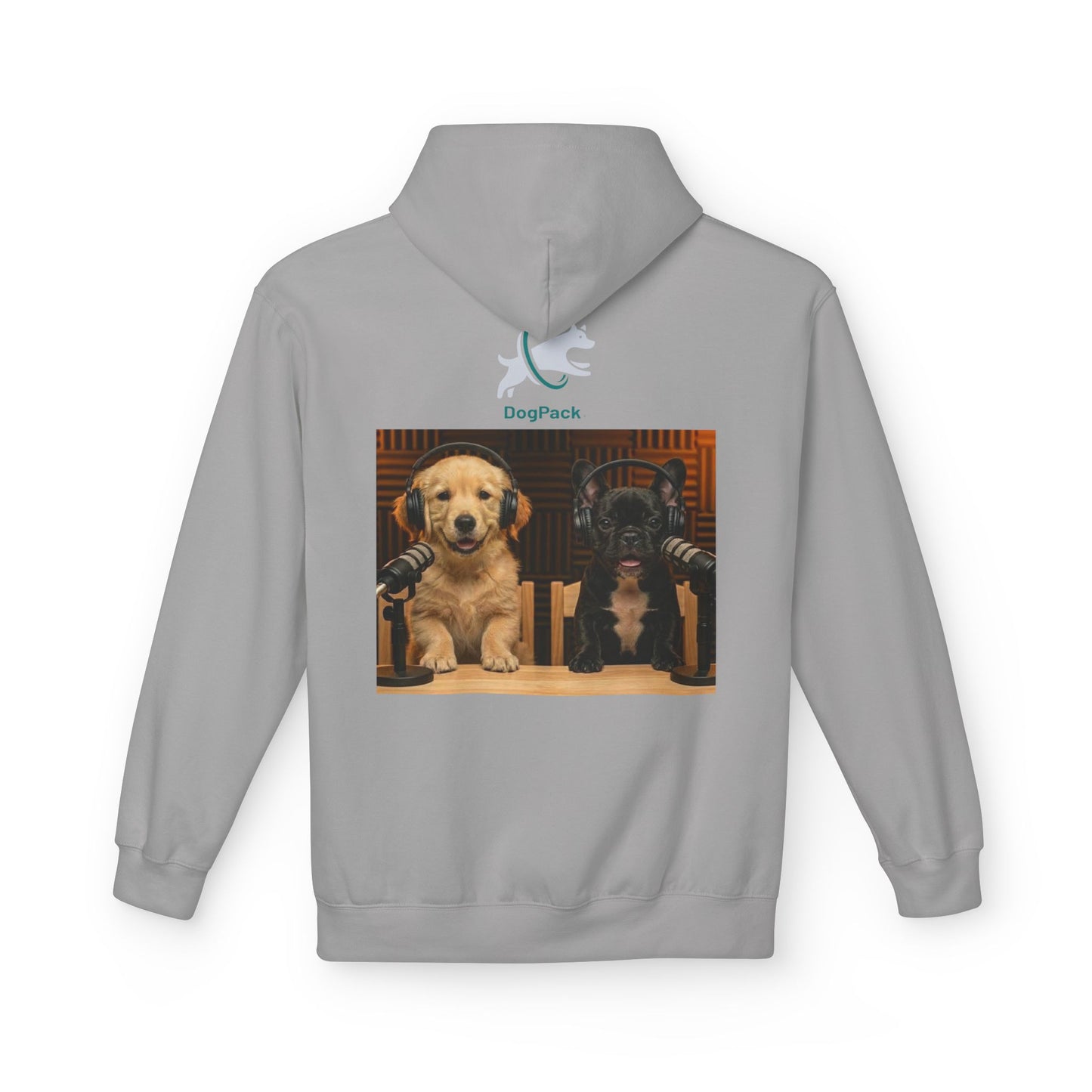 Puppies Goldie & Frenchie Front and Back Print - Soft Style Podcast Hoodie