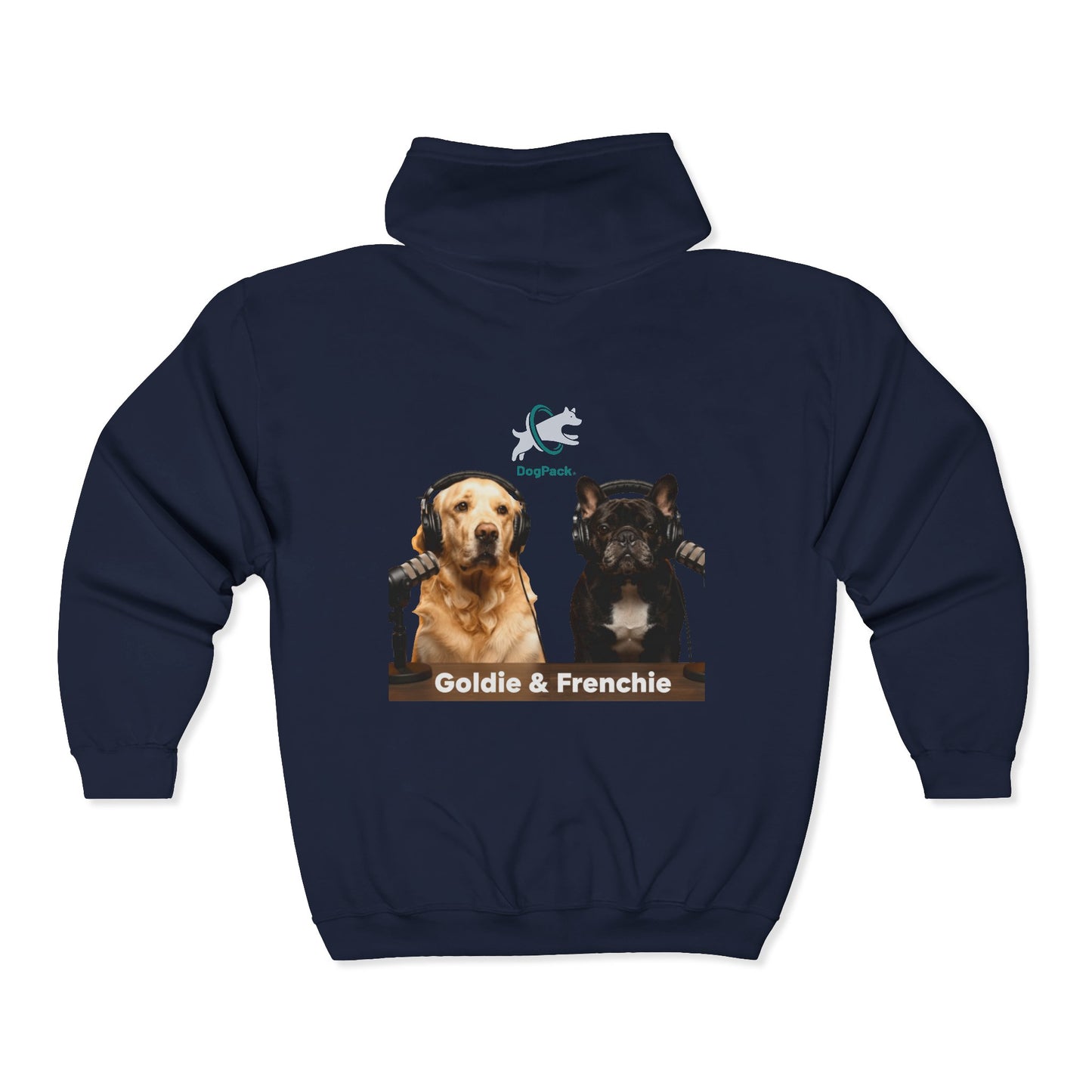 Goldie & Frenchie Podcast Full-Zip Hoodie - Front and Back - Ships from Australia + New Zealand