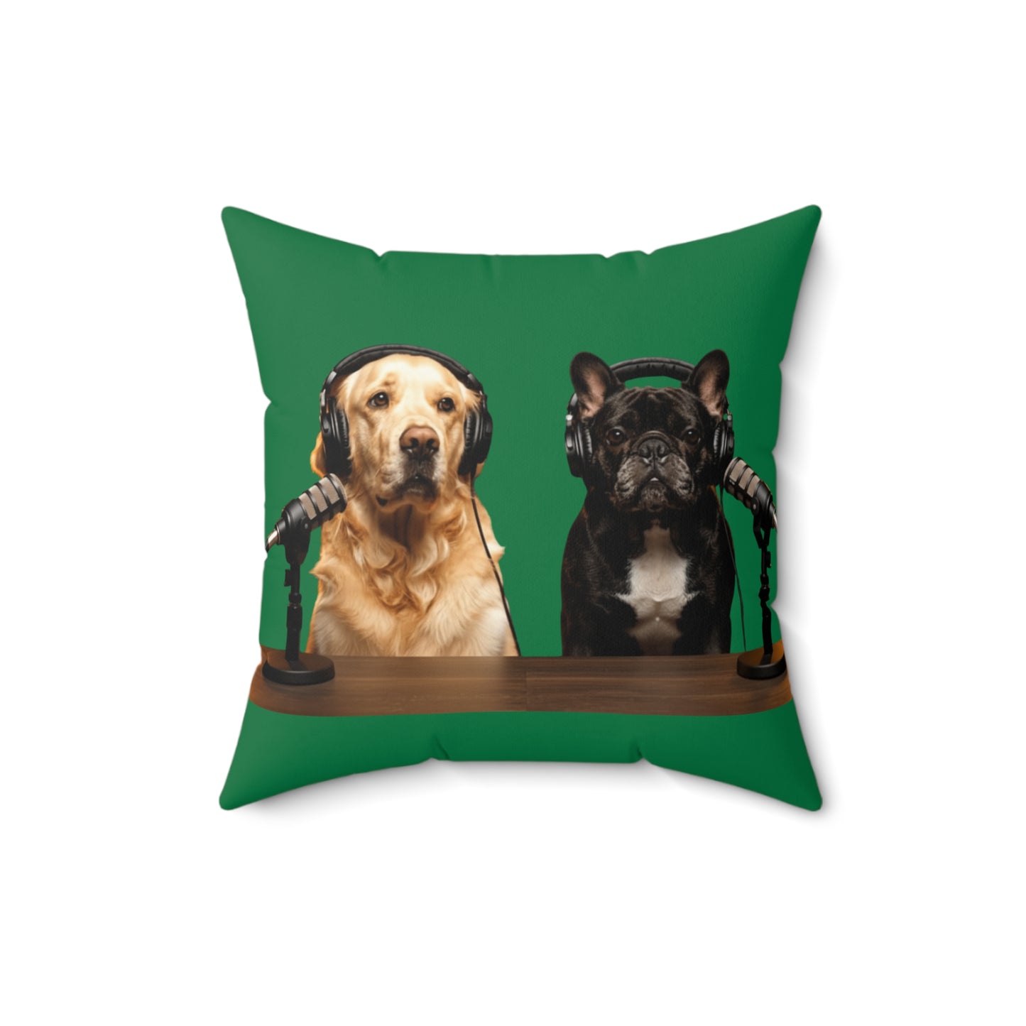 Goldie & Frenchie DogPack Podcast Pillow in Green