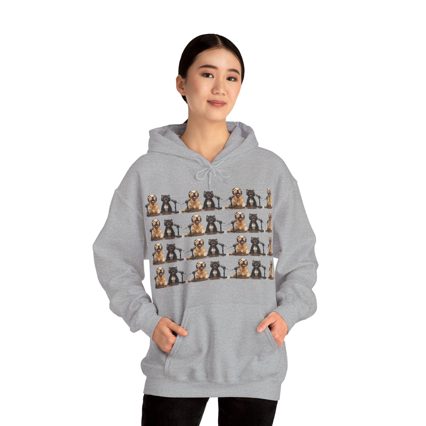Goldie & Frenchie Repeating Pattern with UK Flag Hoodie — Front & Back Print - Ships from United Kingdom