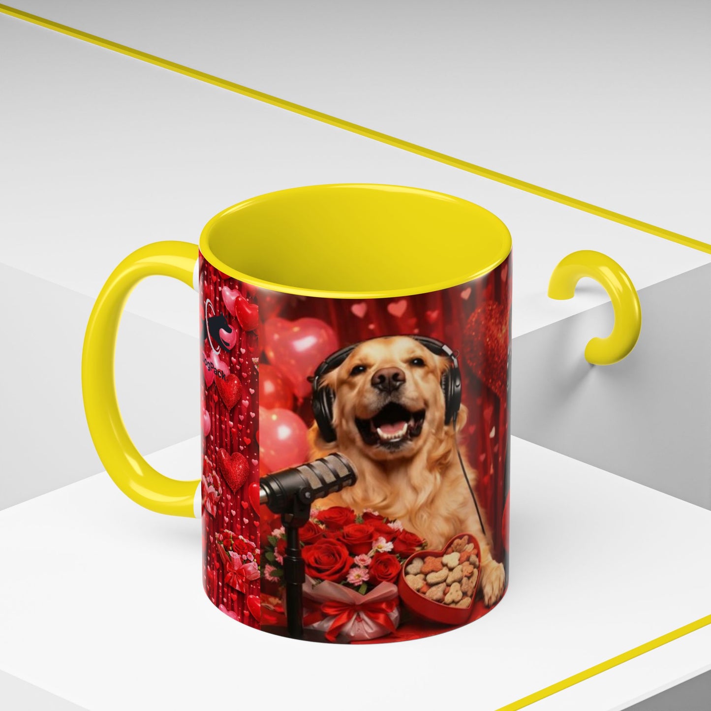 Goldie & Frenchie 'Valentines Day' Accent Coffee Mug – Choose your Color Interior (11/15oz)