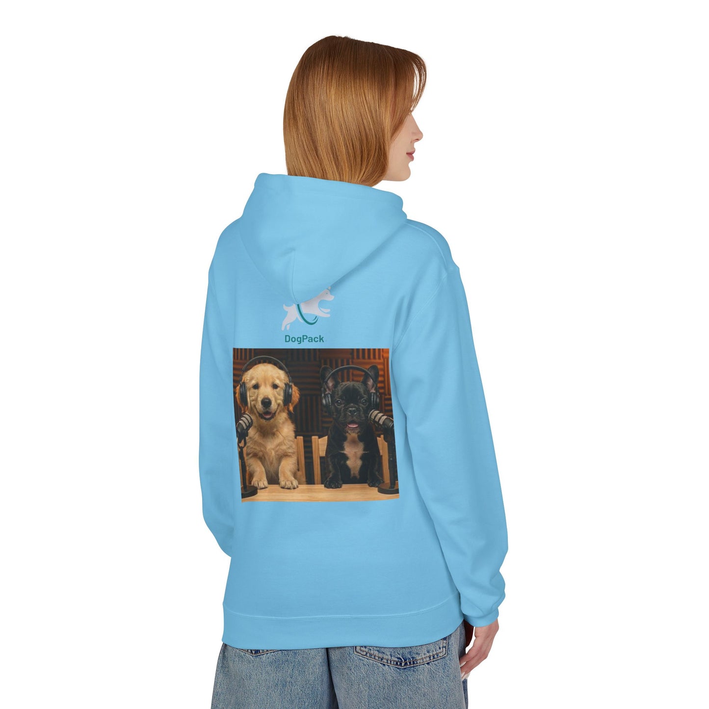 Puppies Goldie & Frenchie Front and Back Print - Soft Style Podcast Hoodie