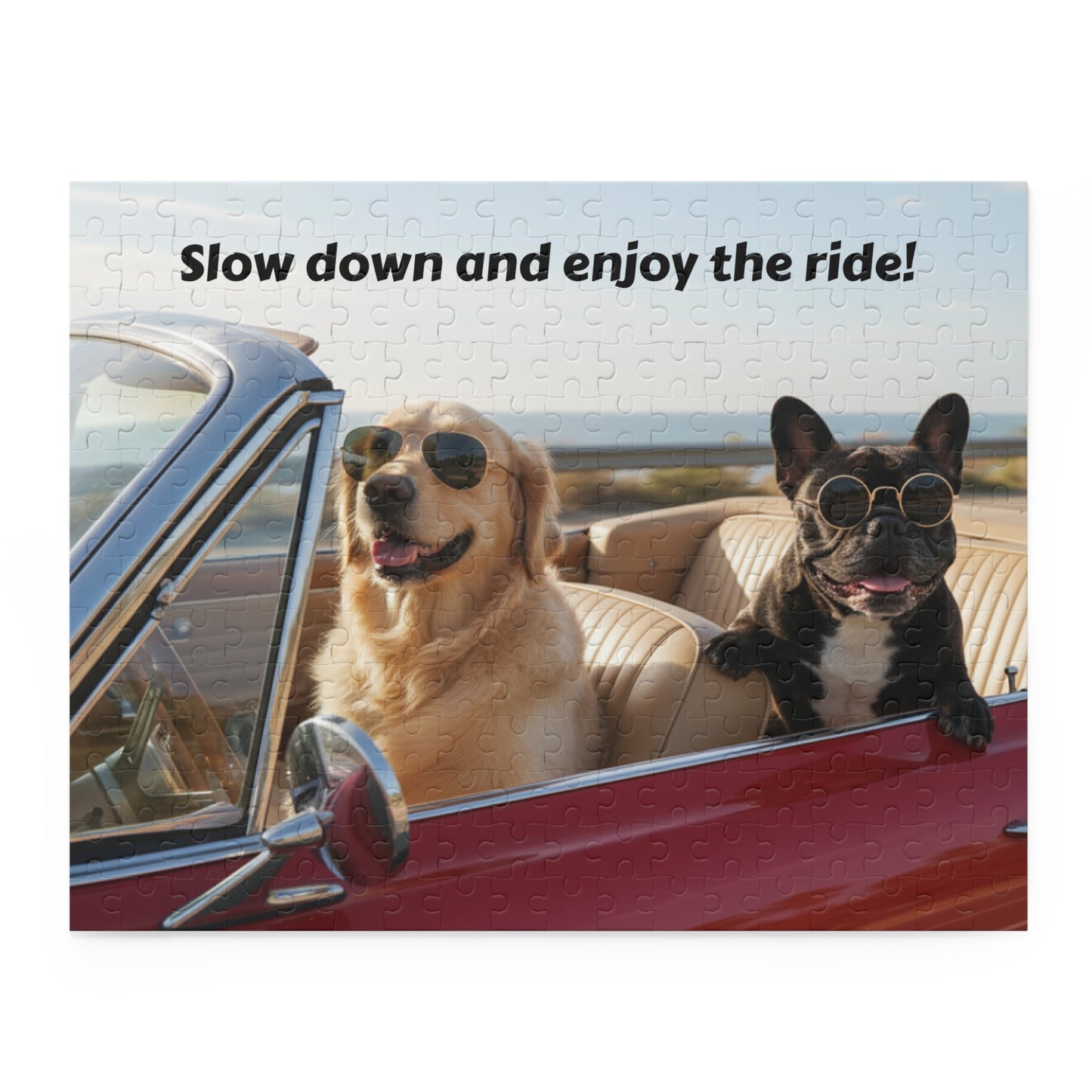Goldie & Frenchie 'Slow Down and Enjoy the Ride' Puzzle - 120/252/500 - Piece Jigsaw Puzzle