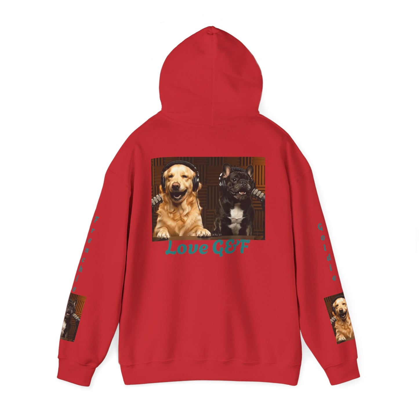 Goldie & Frenchie Hoodie — "Love G&F" Back and Front