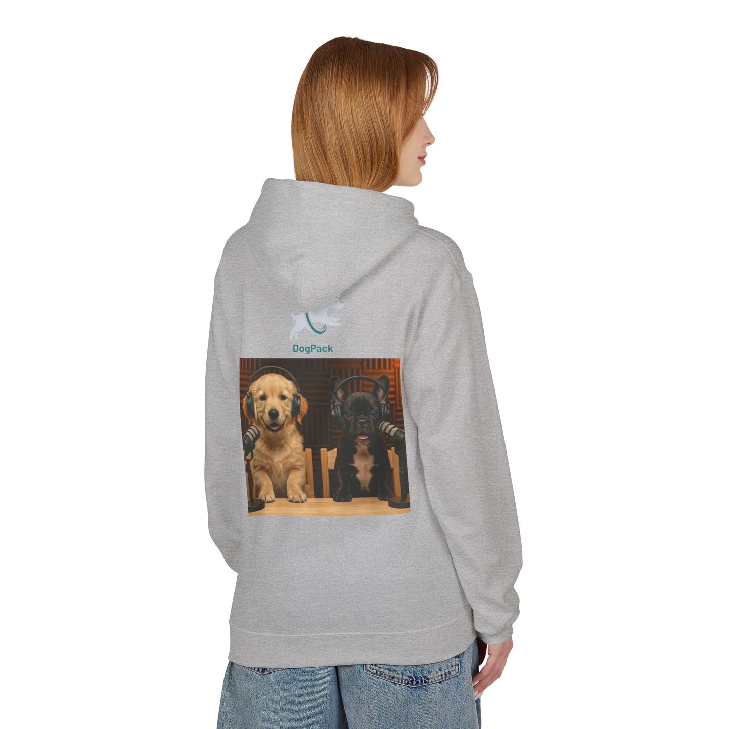 Puppies Goldie & Frenchie Front and Back Print - Soft Style Podcast Hoodie