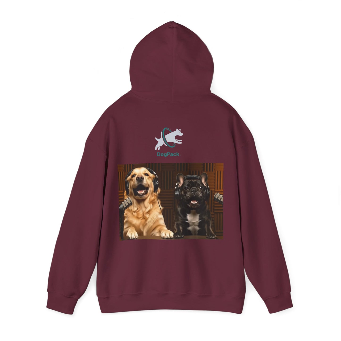 Goldie & Frenchie Dog Podcast with Coffee Mugs Hoodie — Front & Back Print - Ships from United Kingdom