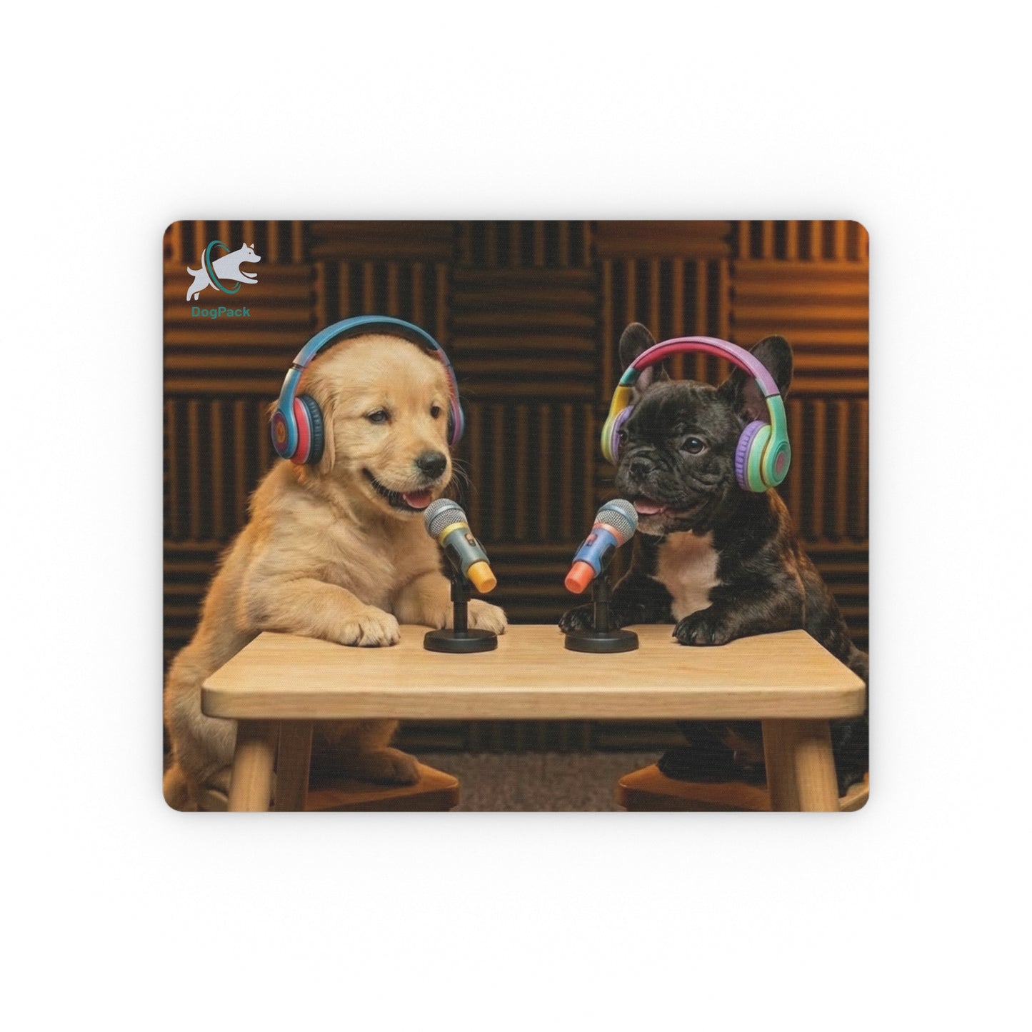 Baby Goldie & Frenchie Puppies In The Studio Rectangular Mouse Pad (9.3"x7.8") - Made and Shipped from Canada