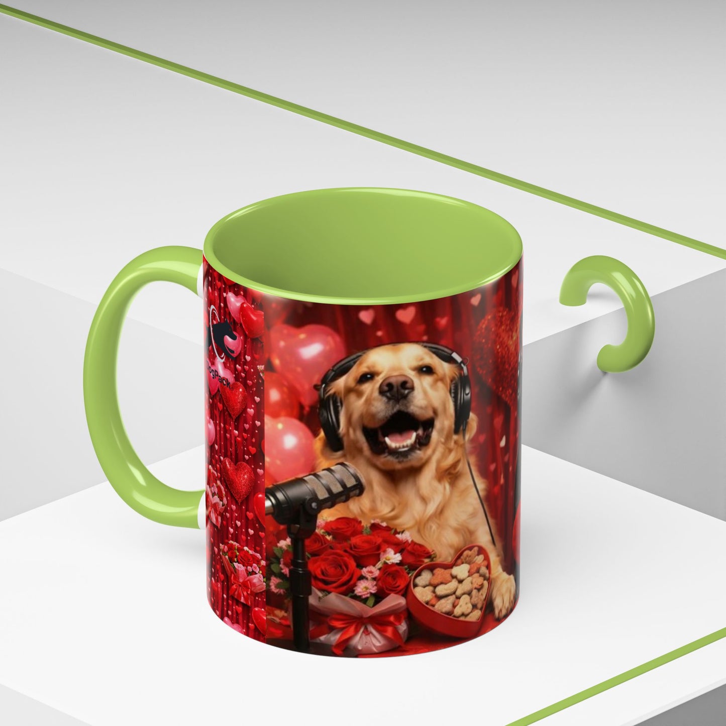 Goldie & Frenchie 'Valentines Day' Accent Coffee Mug – Choose your Color Interior (11/15oz)