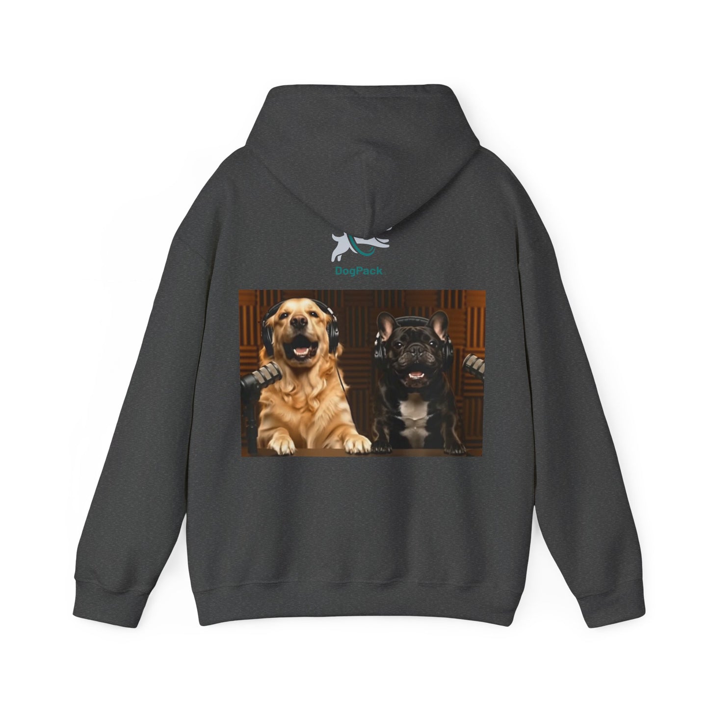Goldie & Frenchie Dog Podcast with Coffee Mugs Hoodie — Front & Back Print - Ships from United Kingdom
