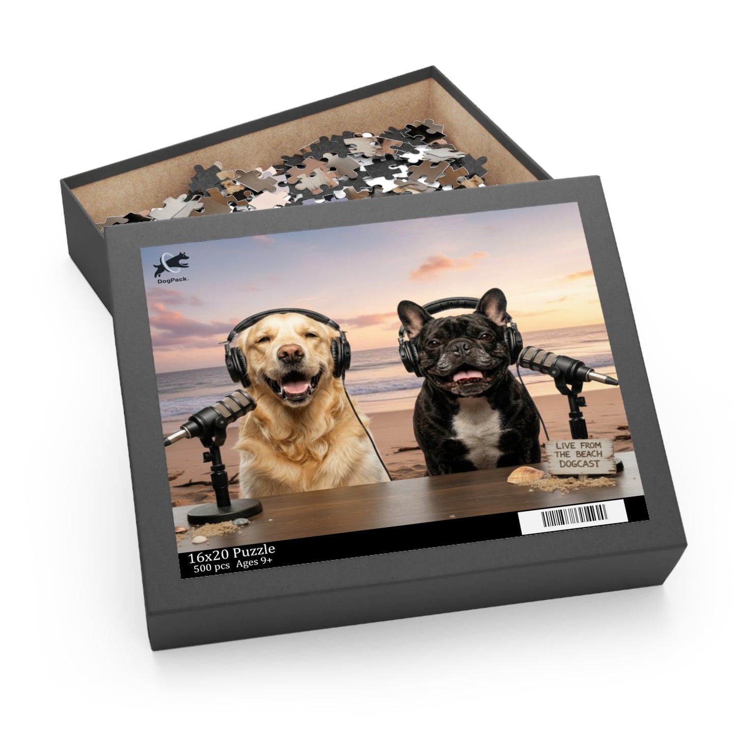 Goldie & Frenchie 'Working on the Beach' Puzzle - 120/252/500 - Piece Jigsaw Puzzle